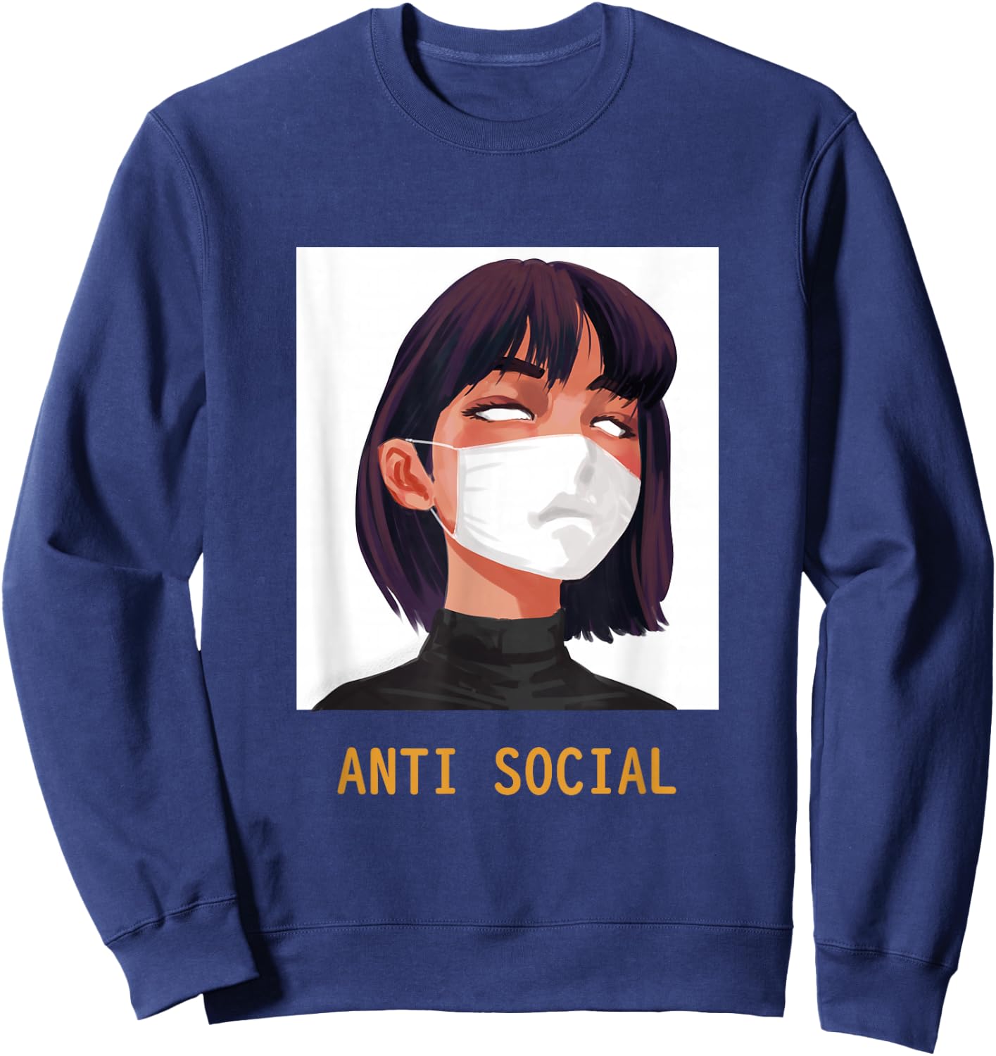 Antisocial Shirt Vaporwave Aesthetic Japanese Emo Anime Girl Sweatshirt - Sweatshirt | Navy