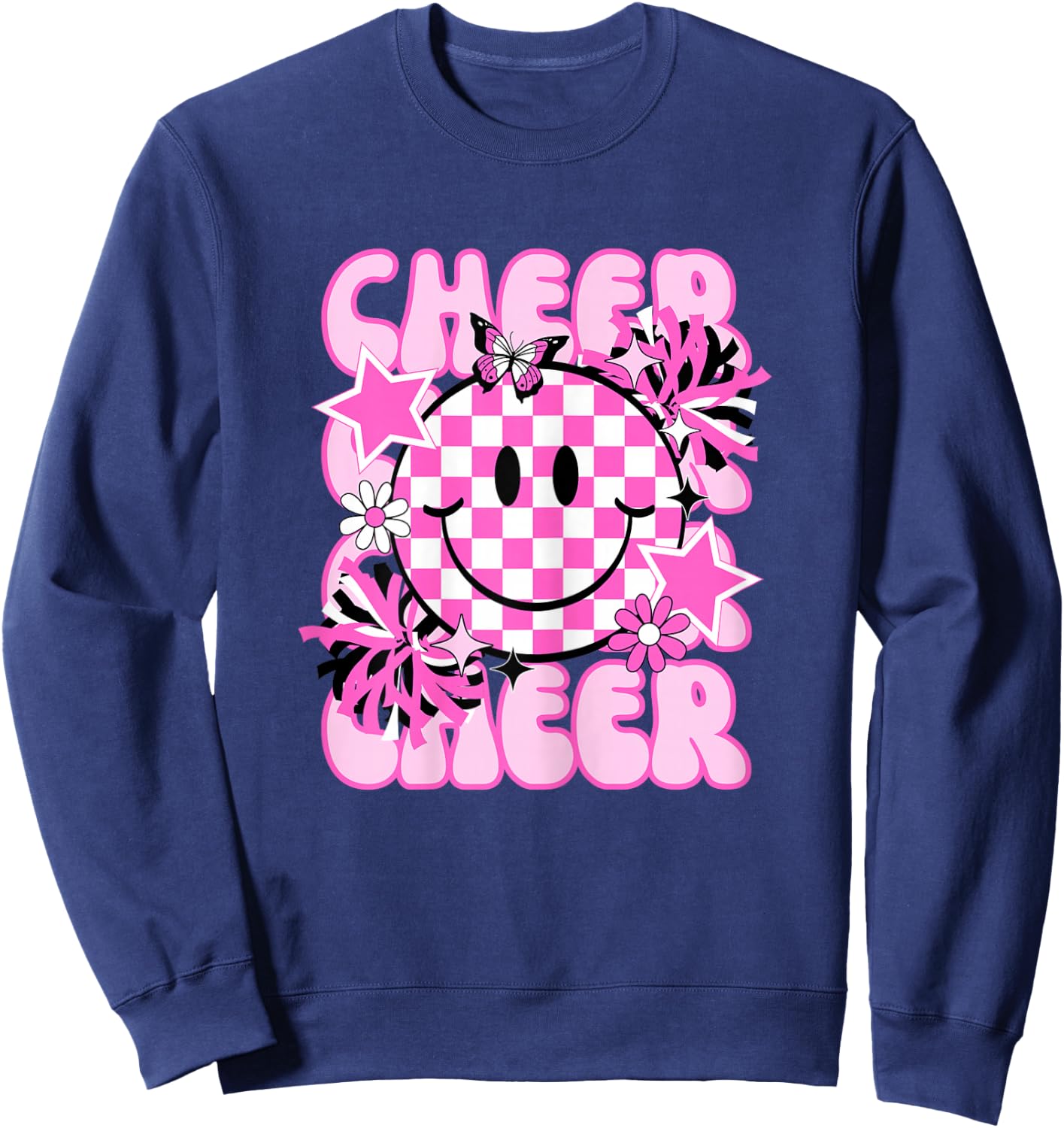 Cute Retro Happy Cheer Cheerleader Tumbling Sweatshirt - Sweatshirt | Navy
