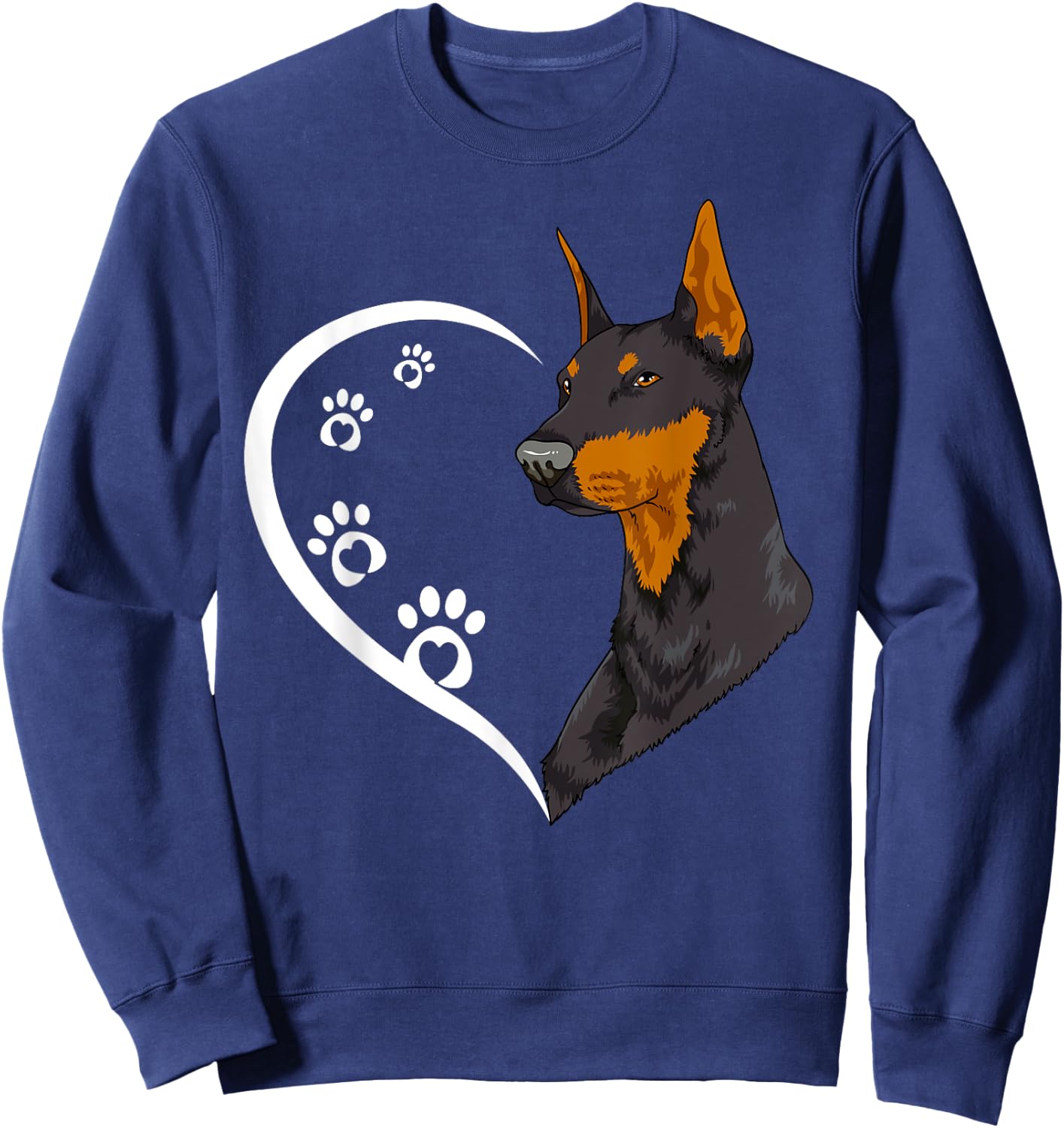 Doberman Pinscher Shirts Girls Kids Heart Cute Sweatshirt - Sweatshirt | Navy