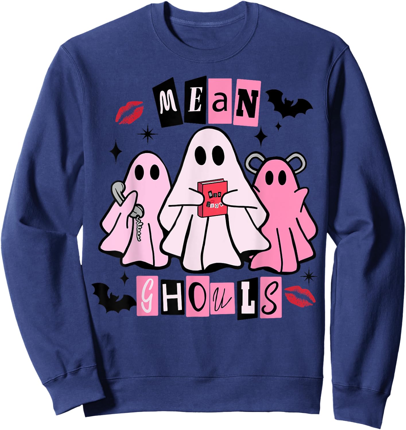 Cute Ghost Mean Ghouls Funny Halloween Costume Spooky Season Sweatshirt - Sweatshirt | Navy