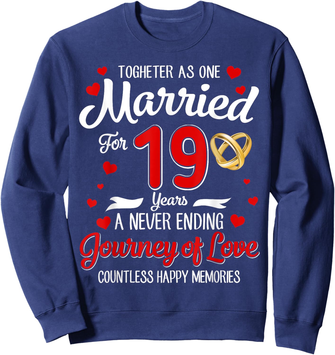 19th Wedding Anniversary 19-Year Married Couple Matching Sweatshirt - Sweatshirt | Navy