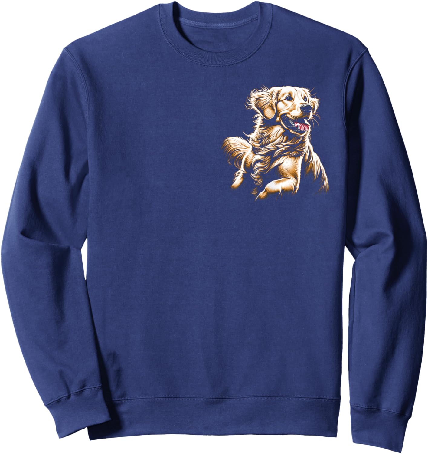 MyAnimal - Your Favourite Animal Wear Playful Golden Retriever on Chest , Small, Black Sweatshirt - Sweatshirt | Navy
