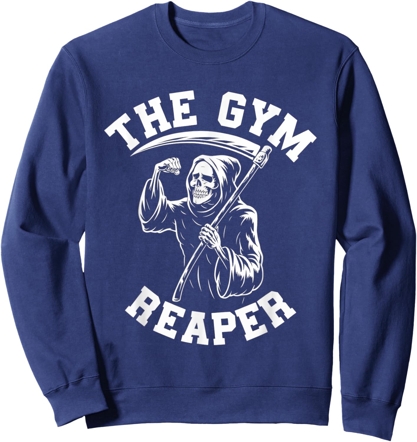 Funny Gym Reaper Skeleton Fitness Workout Halloween Costume Sweatshirt - Sweatshirt | Navy
