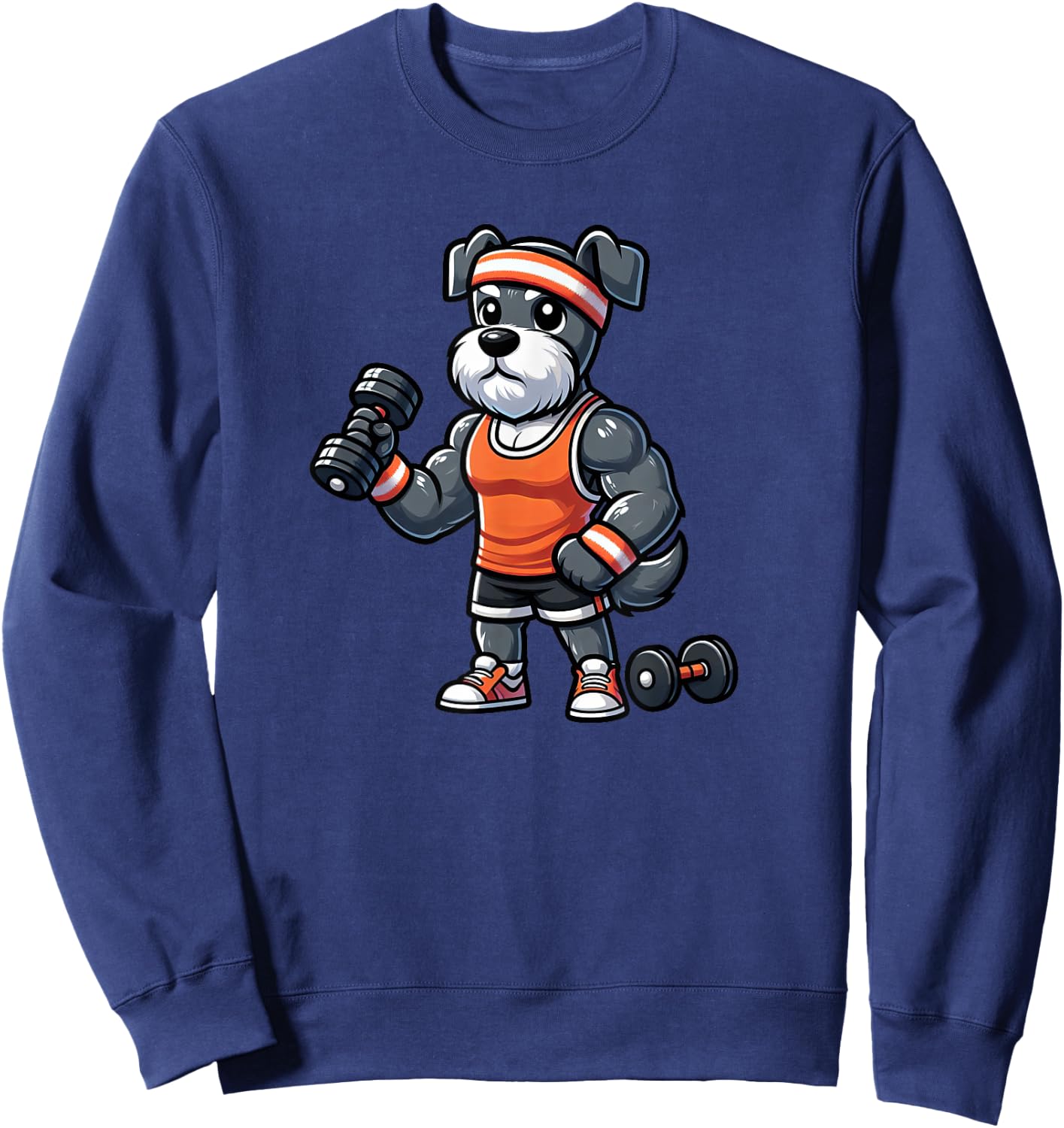 Schnauzer Workout Dog Funny Weightlifting Sweatshirt - Sweatshirt | Navy