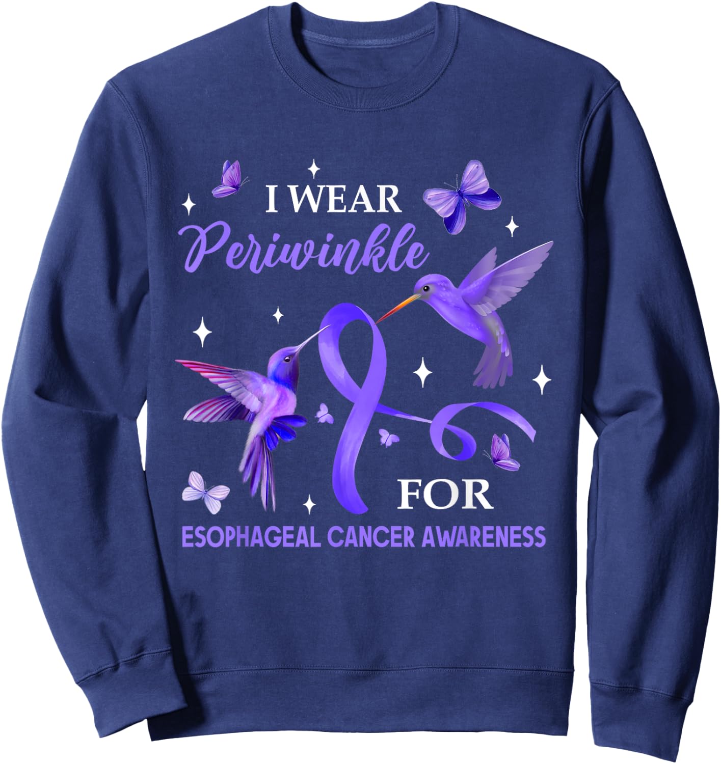 I Wear Periwinkle For Esophageal Cancer Hummingbird Sweatshirt - Sweatshirt | Navy