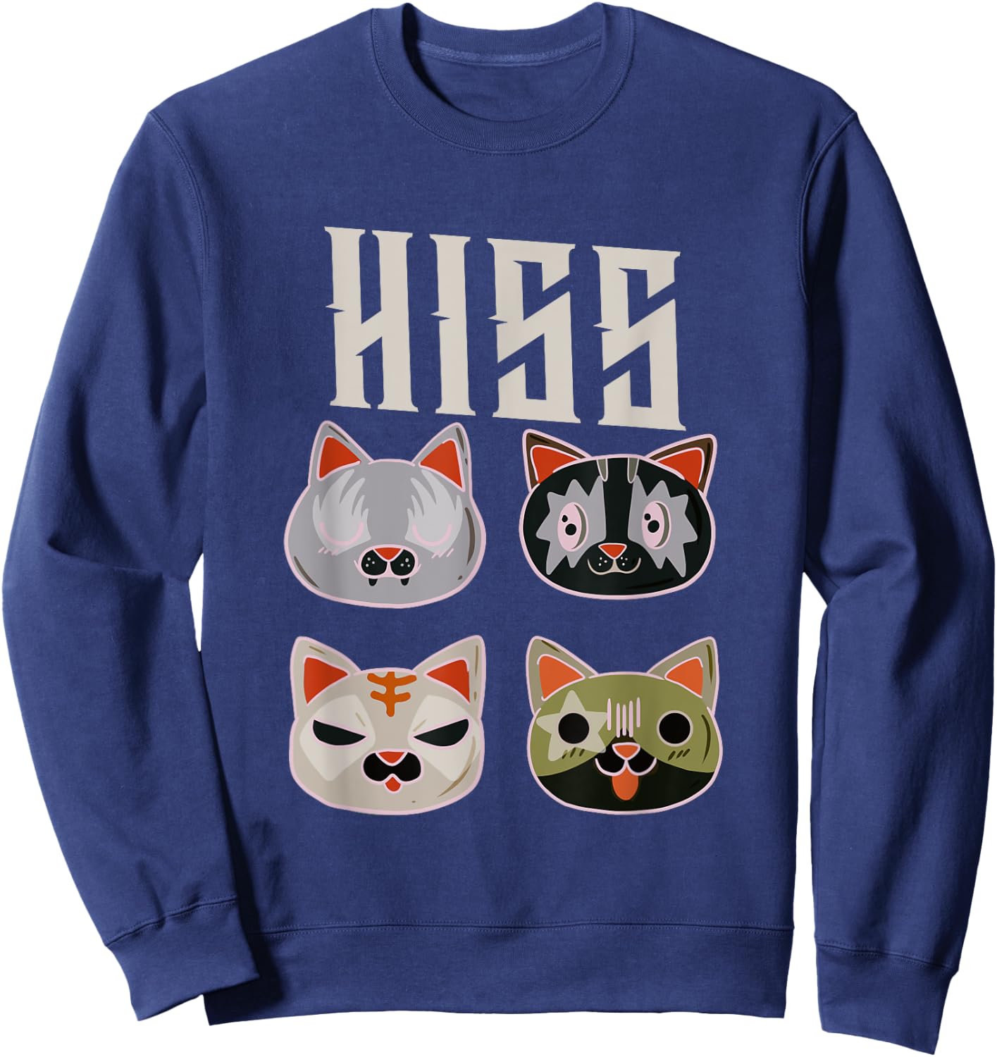 Kiss Cat Citty Death Metal Rock Music Women Sweatshirt - Sweatshirt | Navy