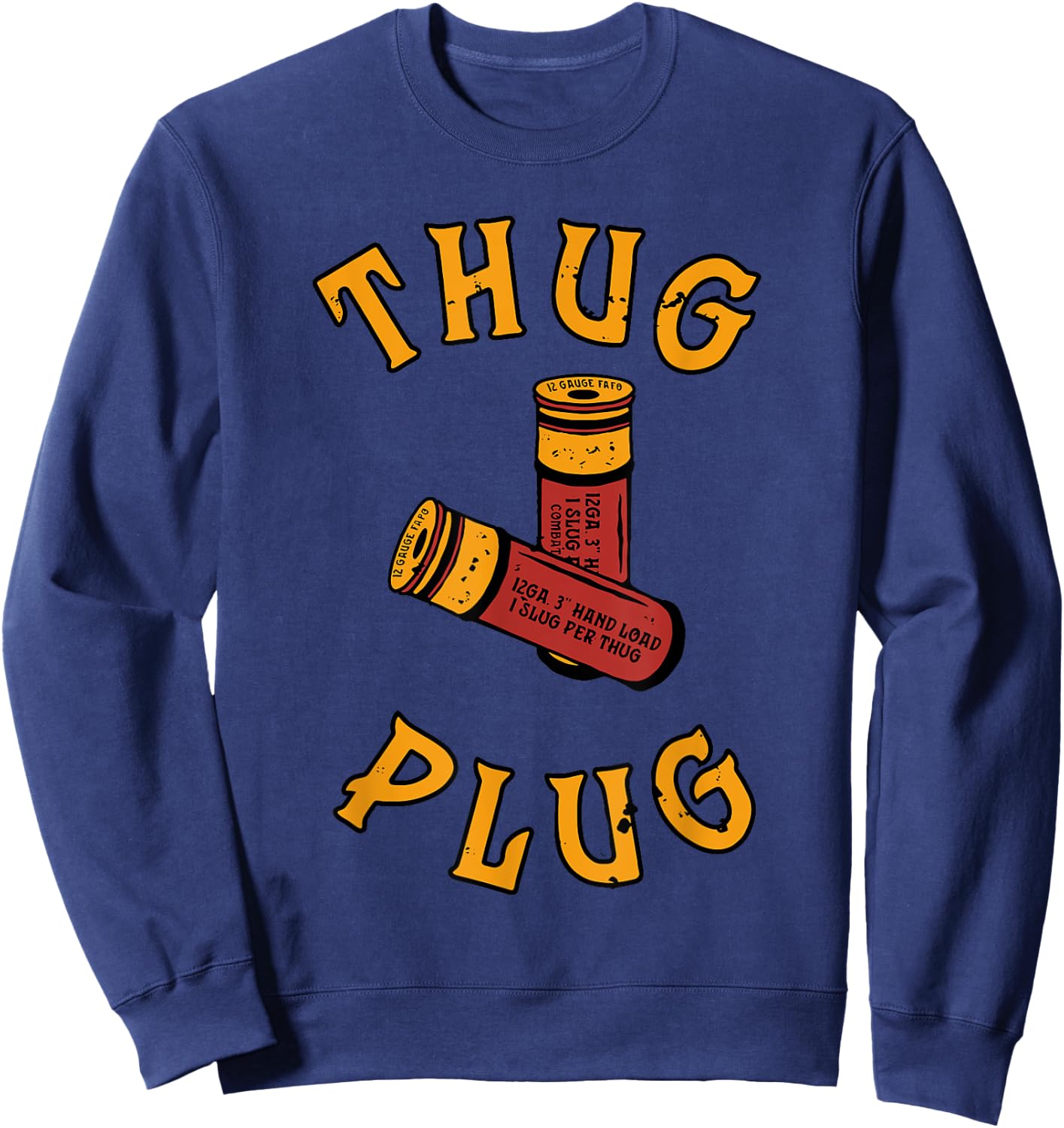 THUG PLUG Black -Adults Cotton 85% Polyester 15% Casual Humorous Modern U-Neck Short Sleeve Sweatshirt - Sweatshirt | Navy