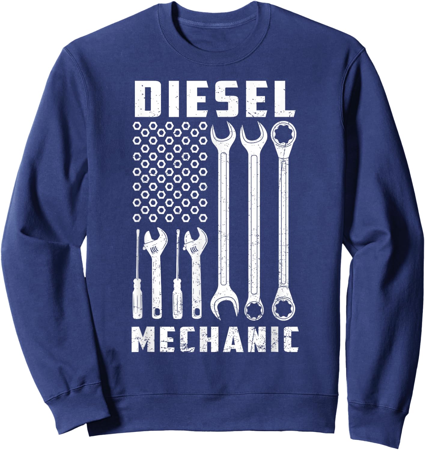 Patriotic Diesel Mechanic Tools Flag American USA Sweatshirt - Sweatshirt | Navy