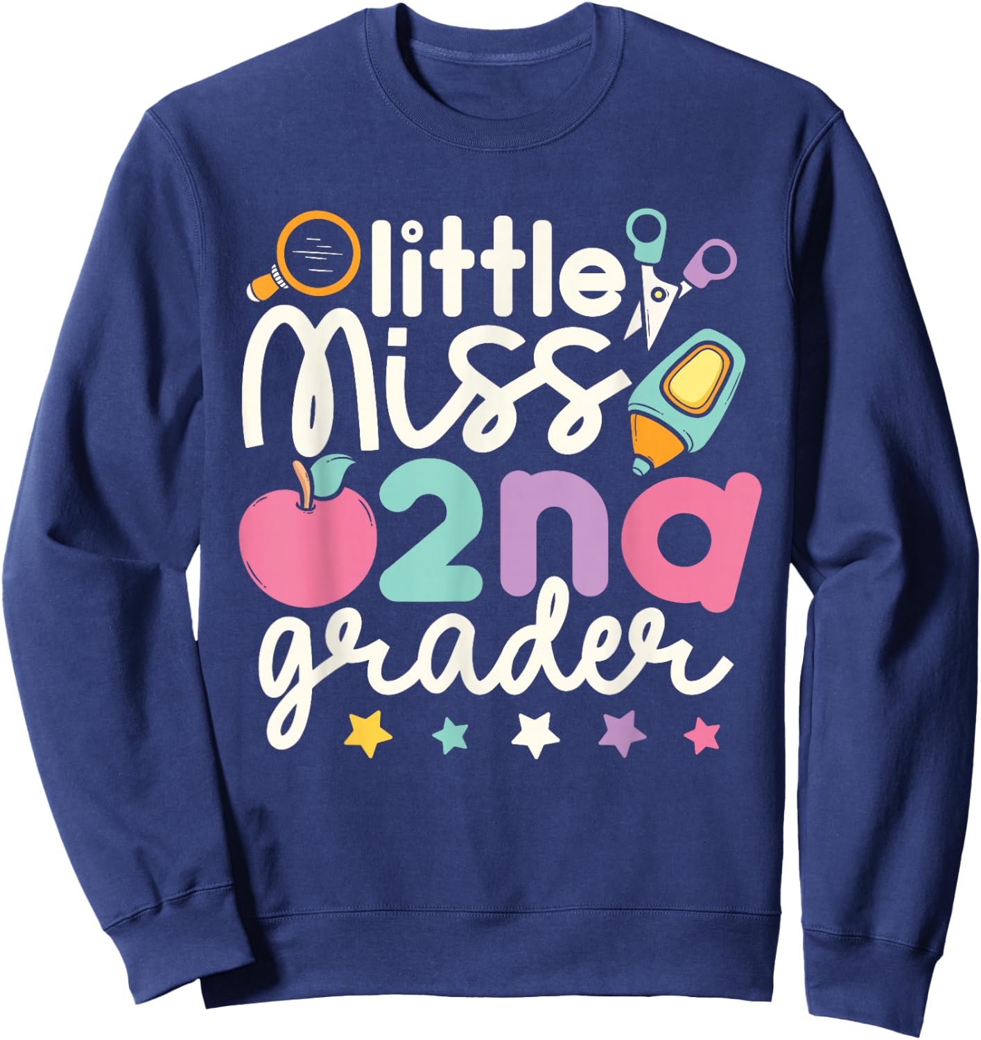 Little Miss 2nd Grade First Day of Second Grade Cute Girls Sweatshirt - Sweatshirt | Navy