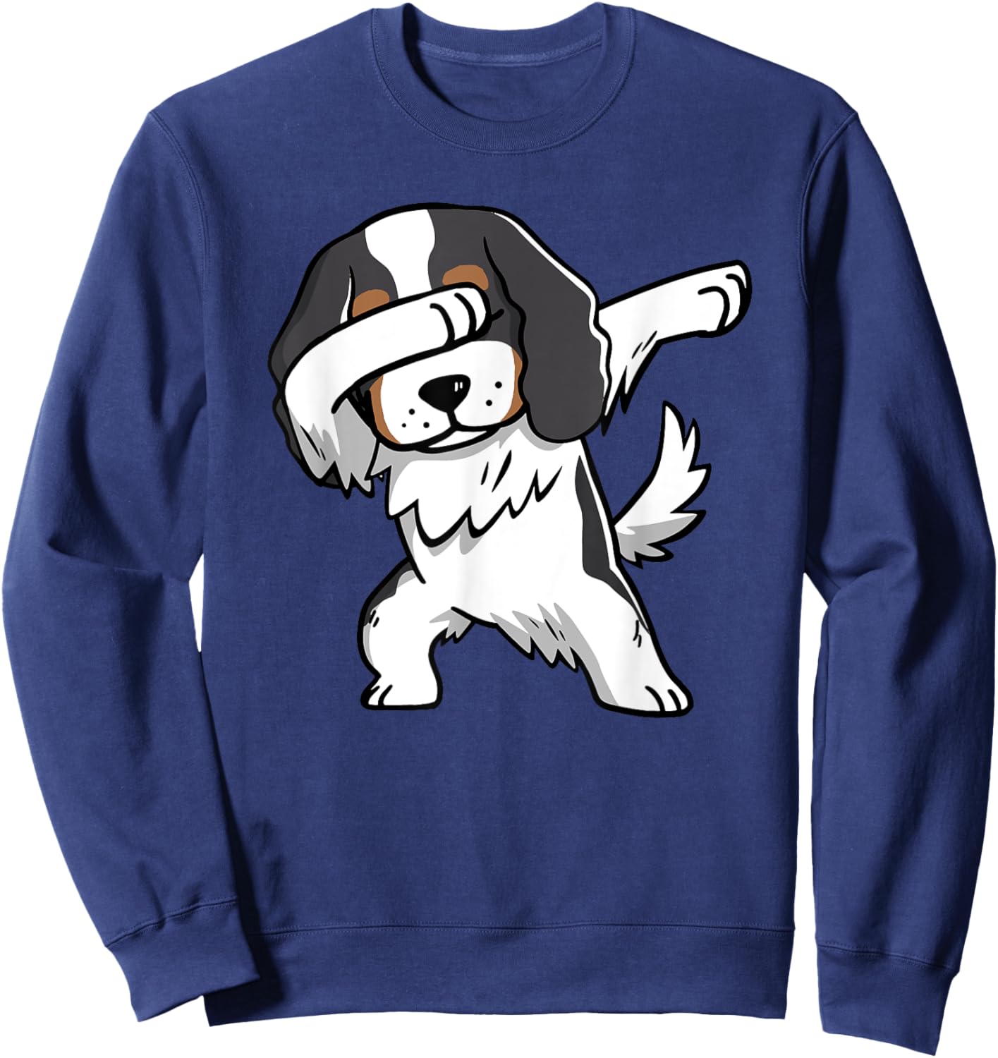Tricolor Cavalier King Charles Spaniel Dog Dabbing Sweatshirt - Sweatshirt | Navy