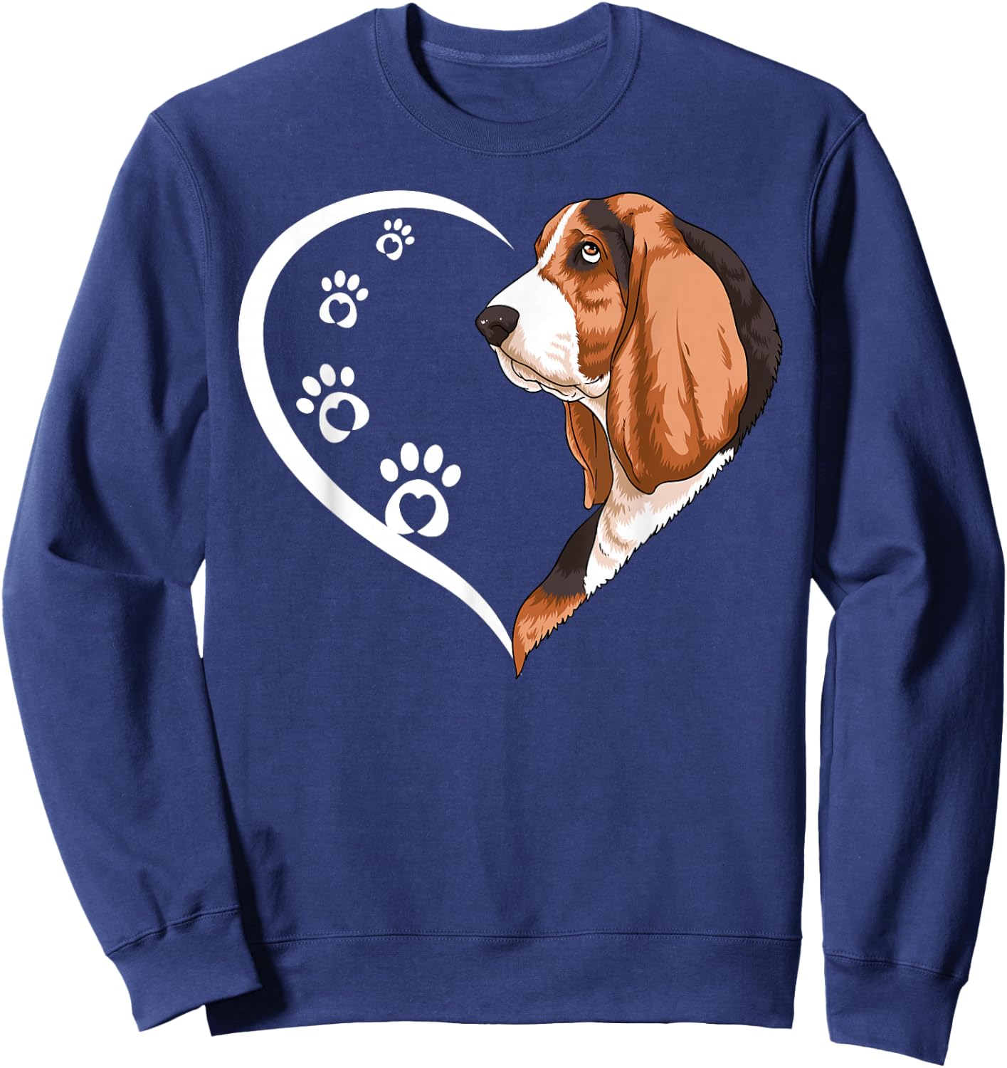 Bassett Hound Shirts Girls Kids Heart Cute Sweatshirt - Sweatshirt | Navy