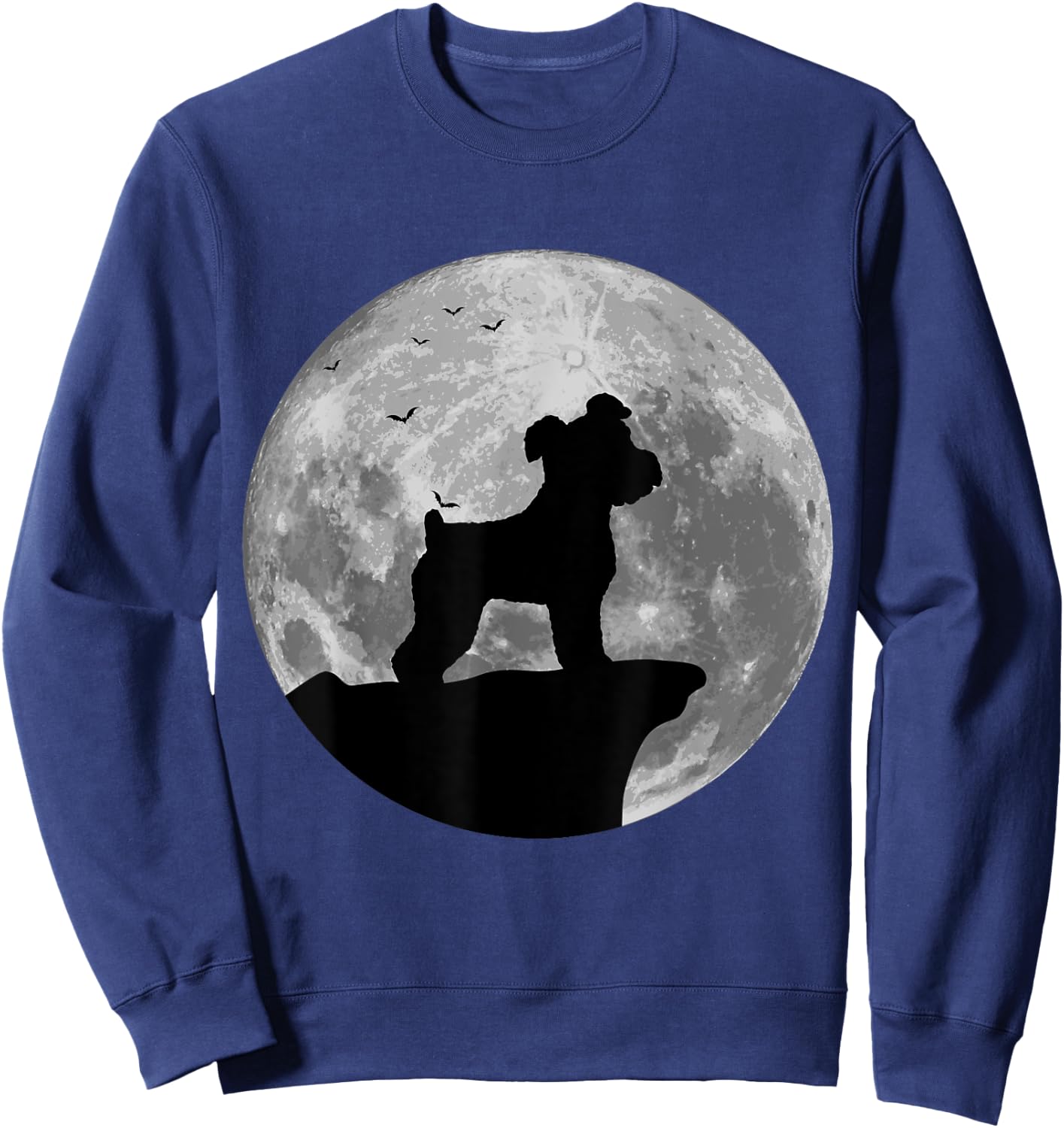 Miniature Schnauzer Silhouette In The Moon Halloween Costume Sweatshirt - Sweatshirt | Navy