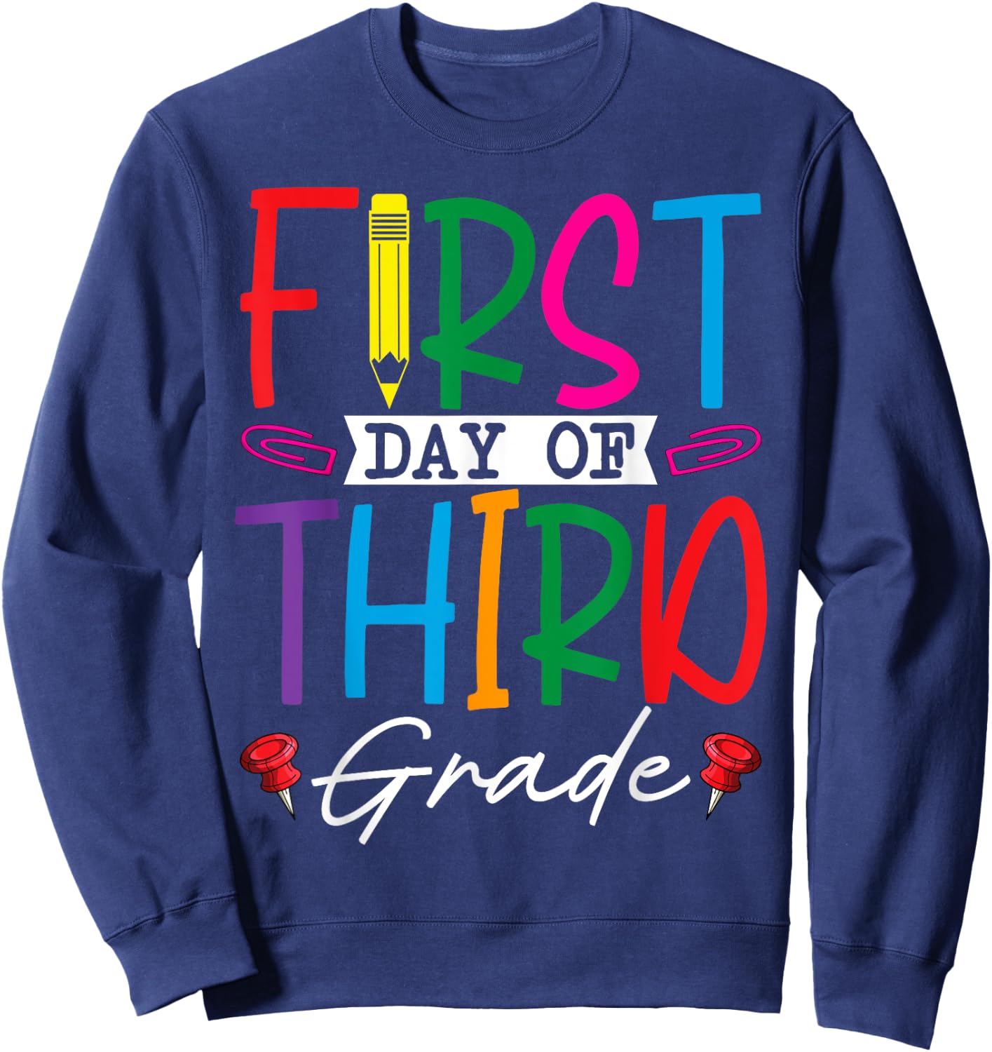 Retro First Day Of Third Grade Team Students Back To School Sweatshirt - Sweatshirt | Navy