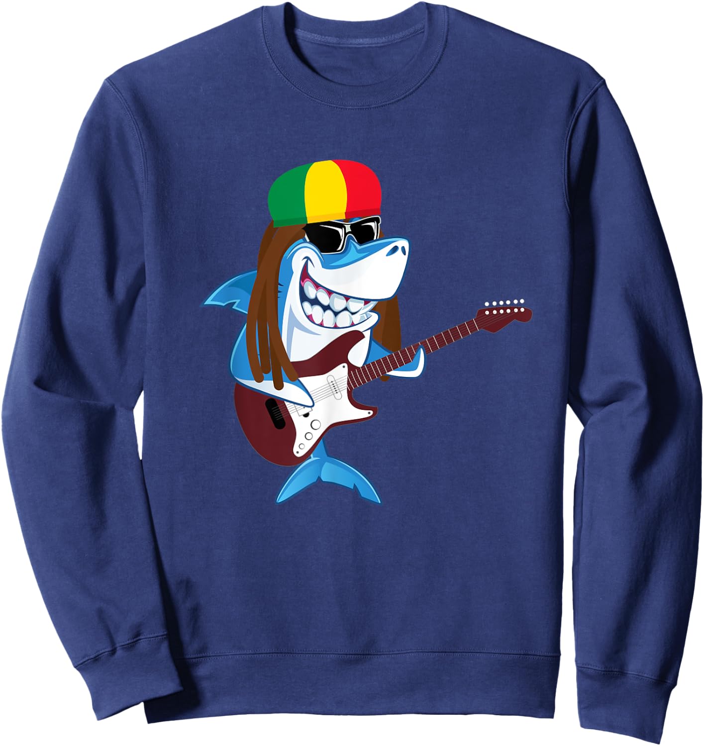 Rastafarian Shark Cut Reggae Jamaican Shark Sweatshirt - Sweatshirt | Navy