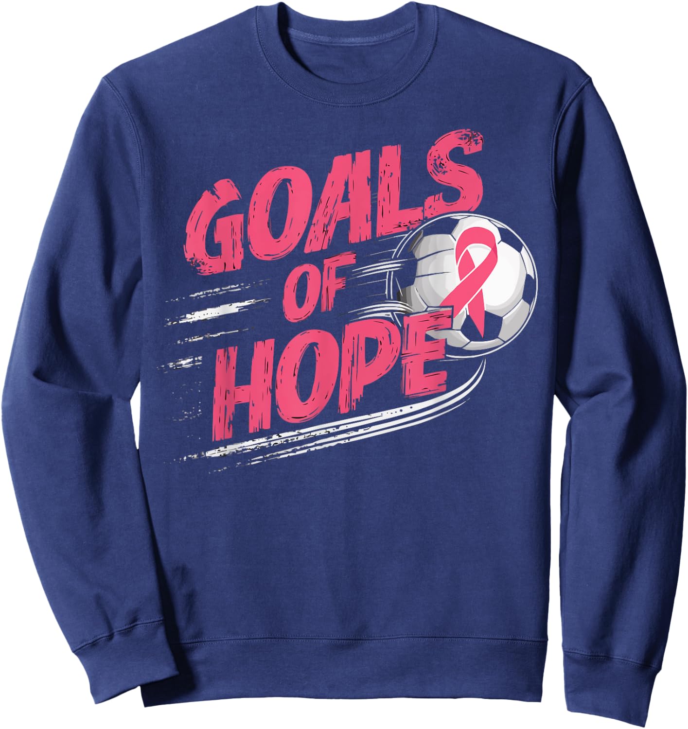 Soccer Breast Cancer Awareness Month Pink Ribbon Sweatshirt - Sweatshirt | Navy