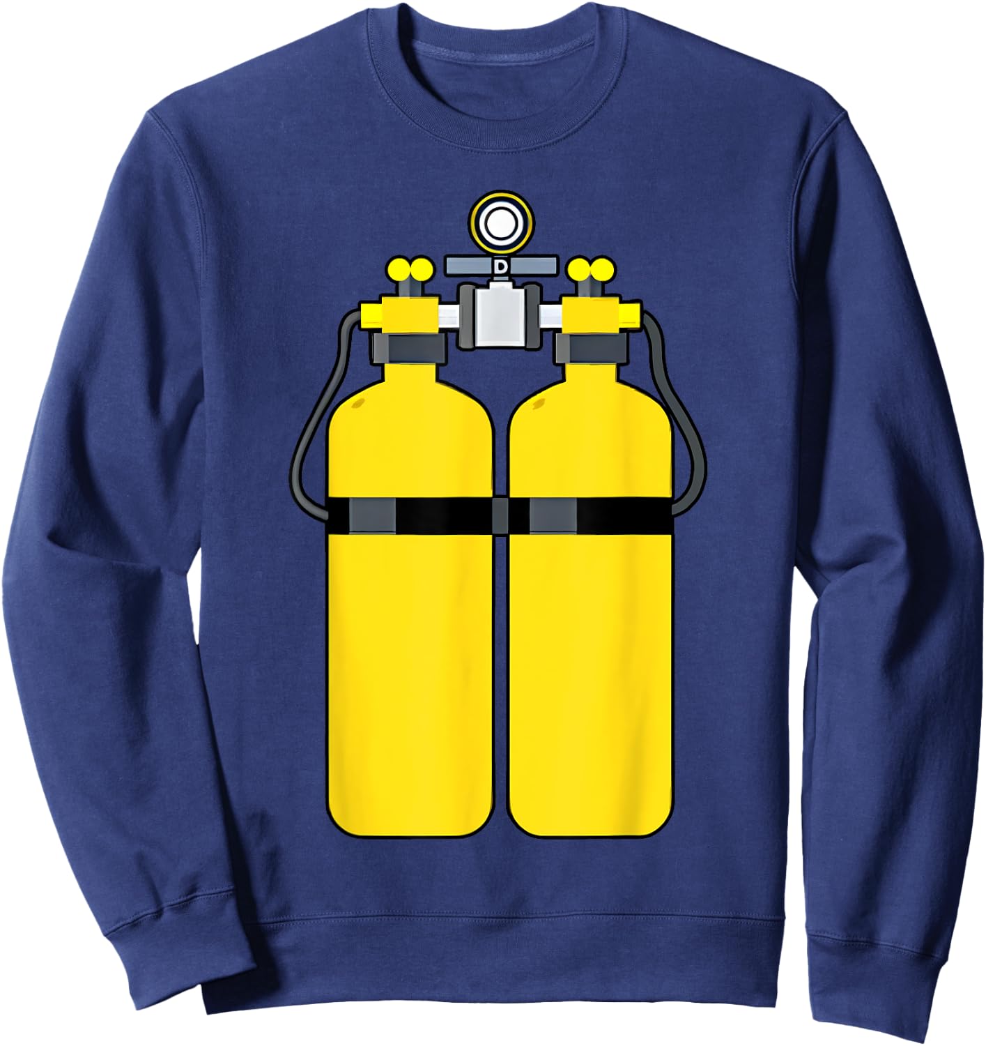 Funny Scuba Tank Backprint Halloween Costumes Scuba Diver Sweatshirt - Sweatshirt | Navy