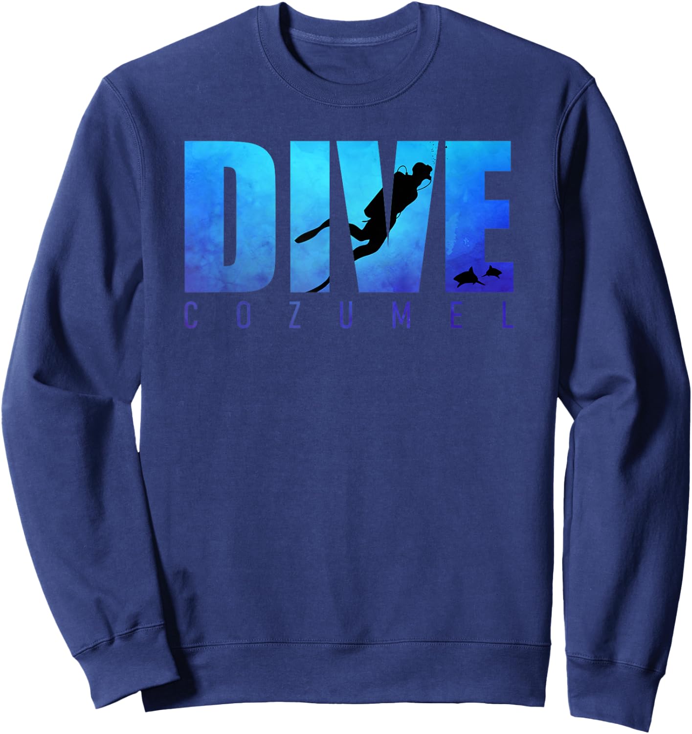 Dive Cozumel Mexico Diving Trip Scuba Diver Sharks Graphic Sweatshirt - Sweatshirt | Navy