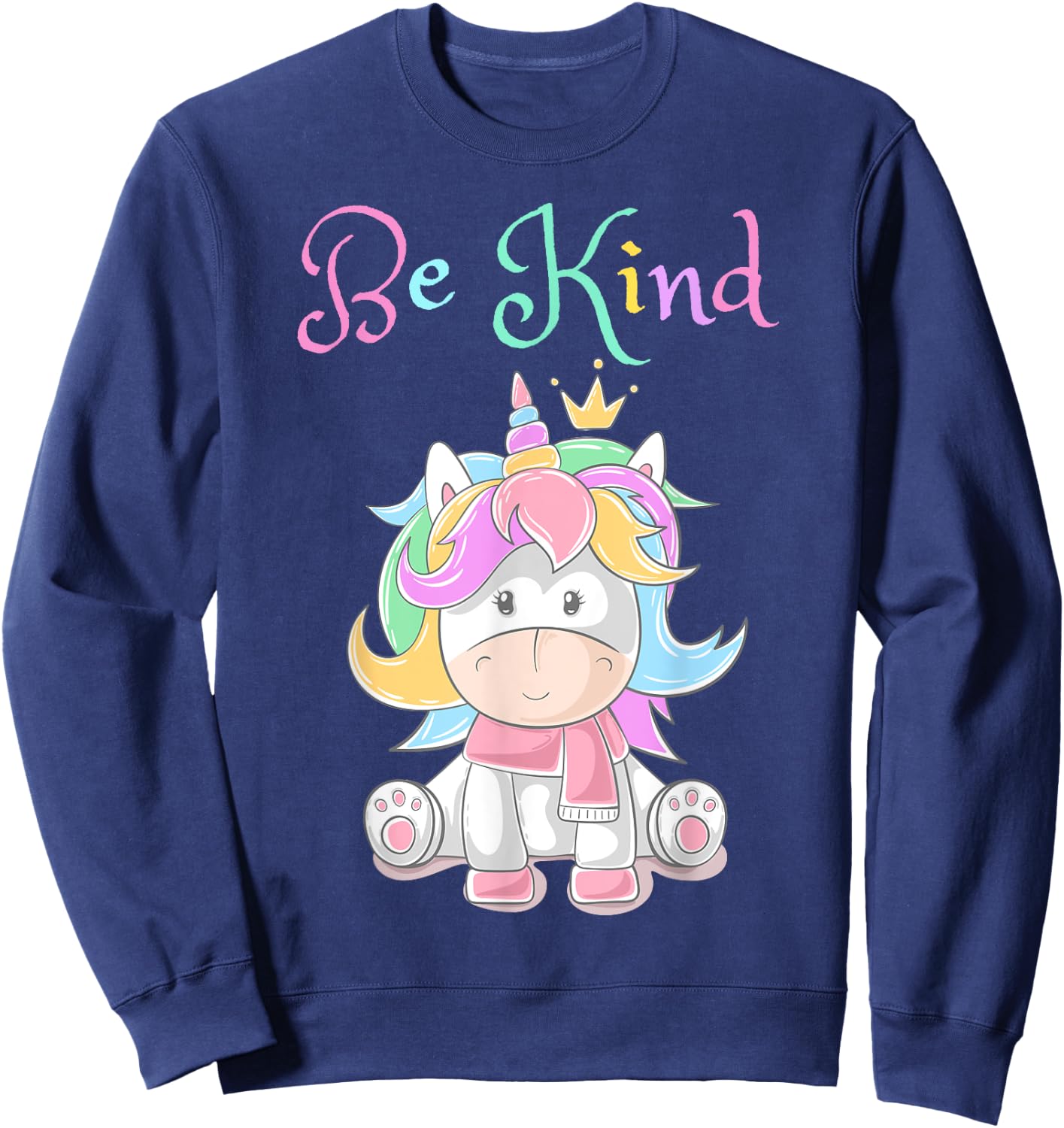 Be Kind Unicorn Shirt for Girls, Rainbow Unicorn Be Kind Sweatshirt - Sweatshirt | Navy