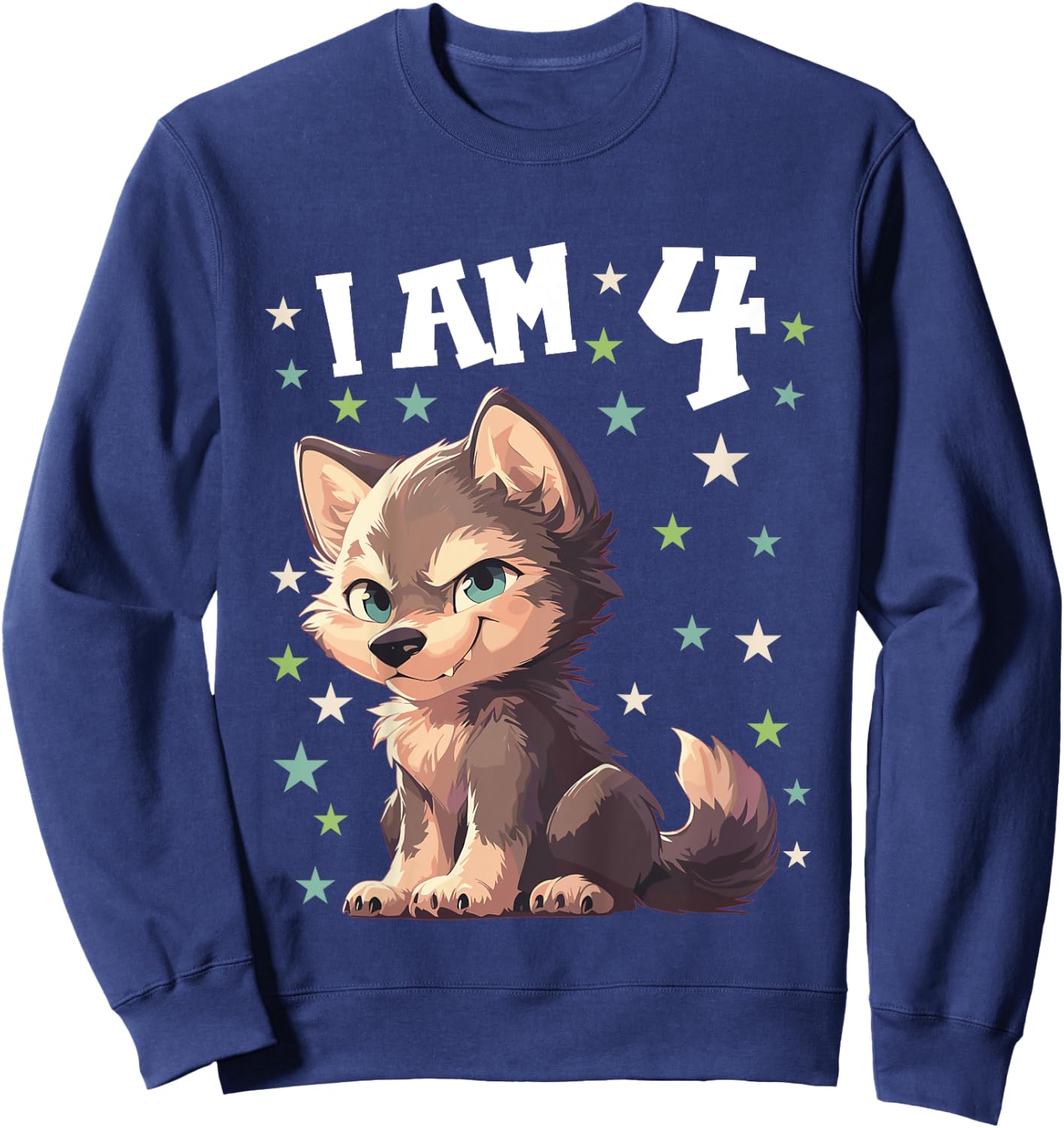 4 Years old 4 birthday Wolves Boy Girl Wolf Sweatshirt - Sweatshirt | Navy