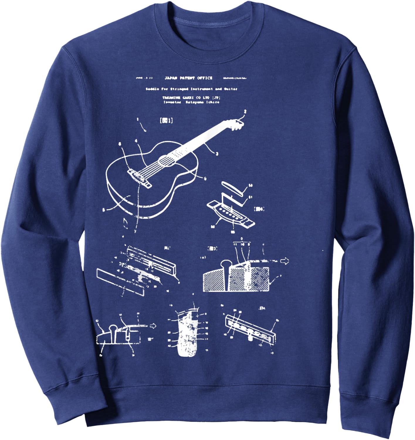 Vintage Guitar Player Gift Takamine Patent Blueprint Sweatshirt - Sweatshirt | Navy