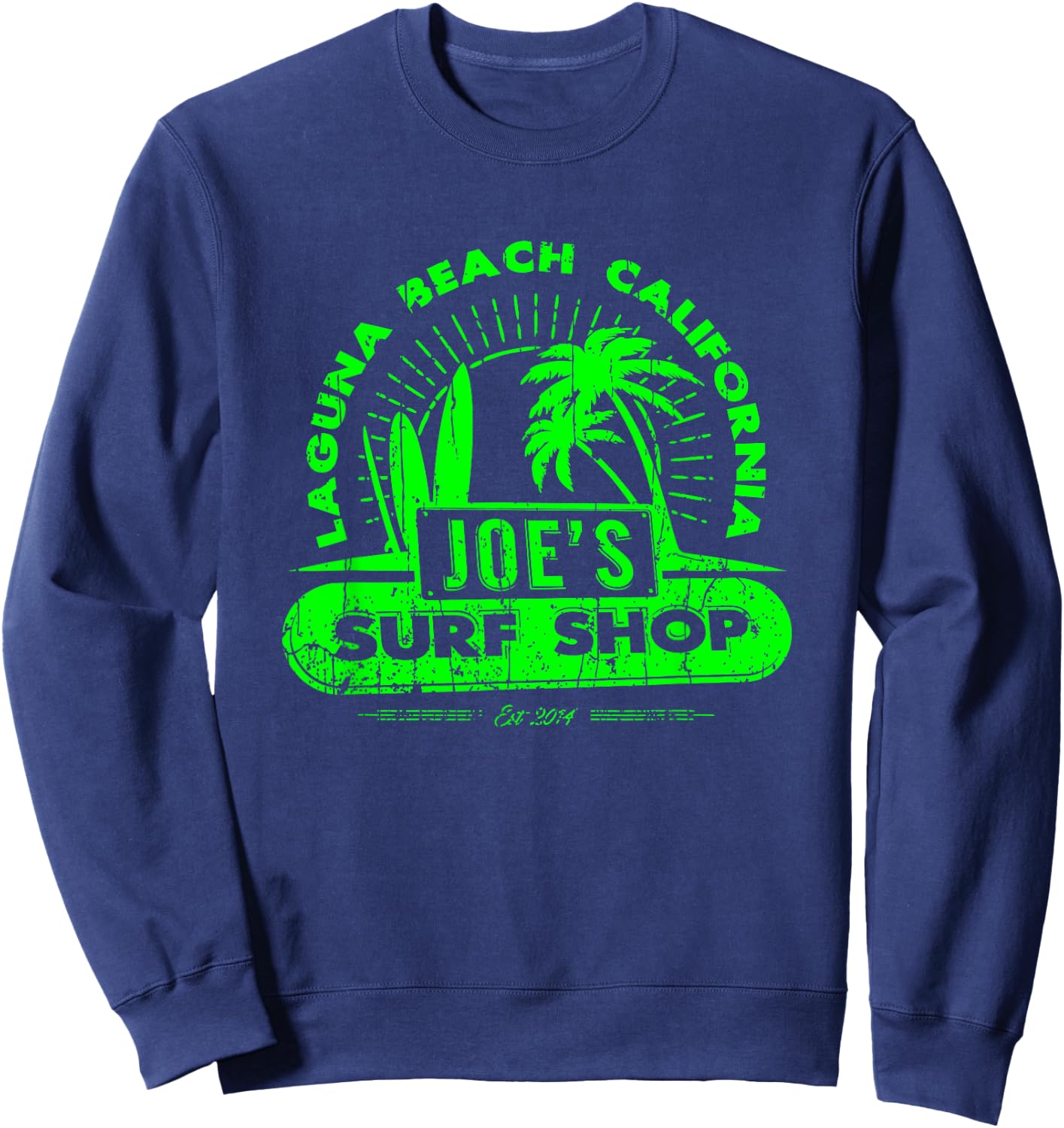 Joe's Surf Vintage Beach Green Logo Graphic Sweatshirt - Sweatshirt | Navy
