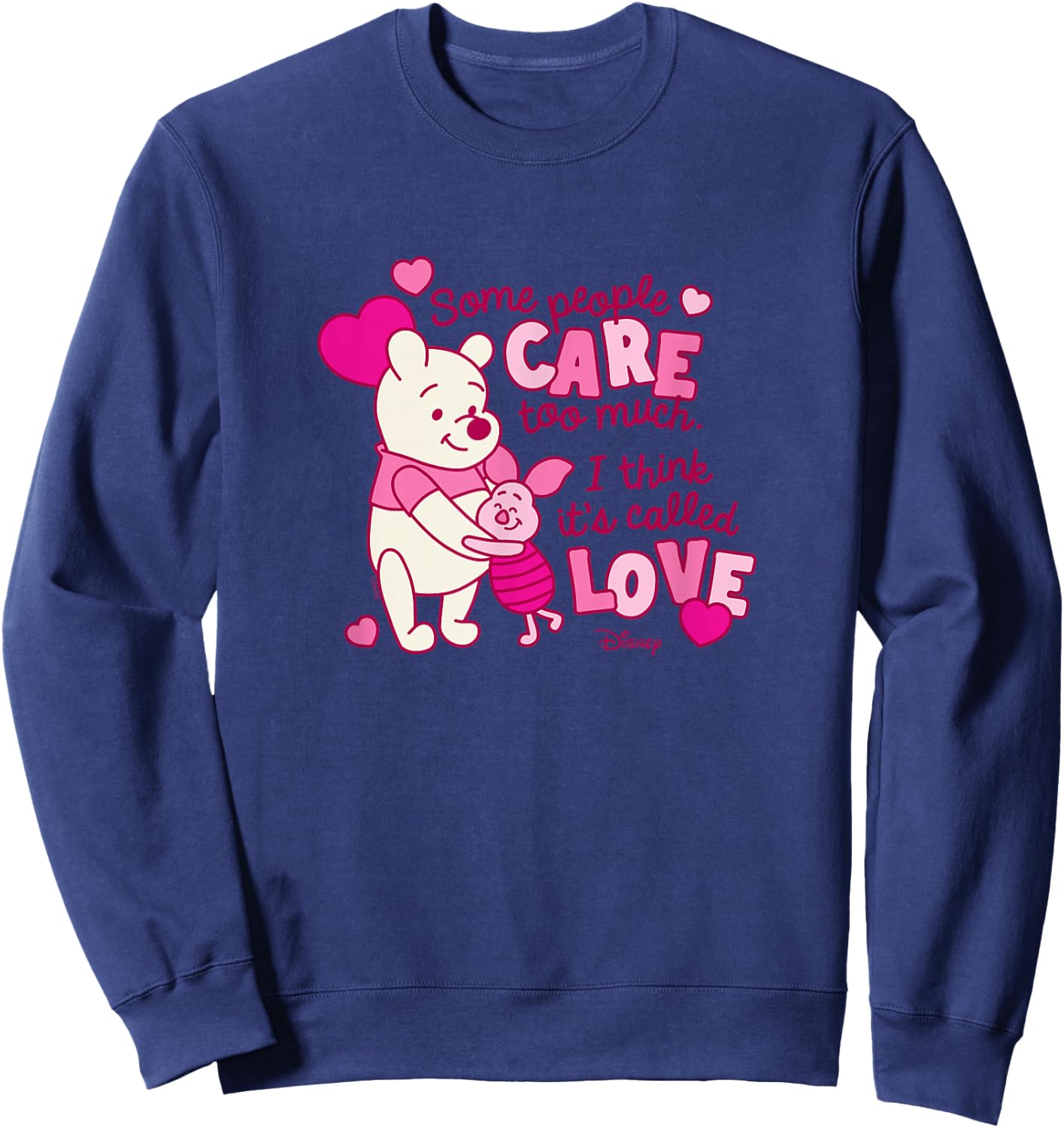 Winnie the Pooh - Valentine's Day Love and Care Piglett Hug Sweatshirt - Sweatshirt | Navy