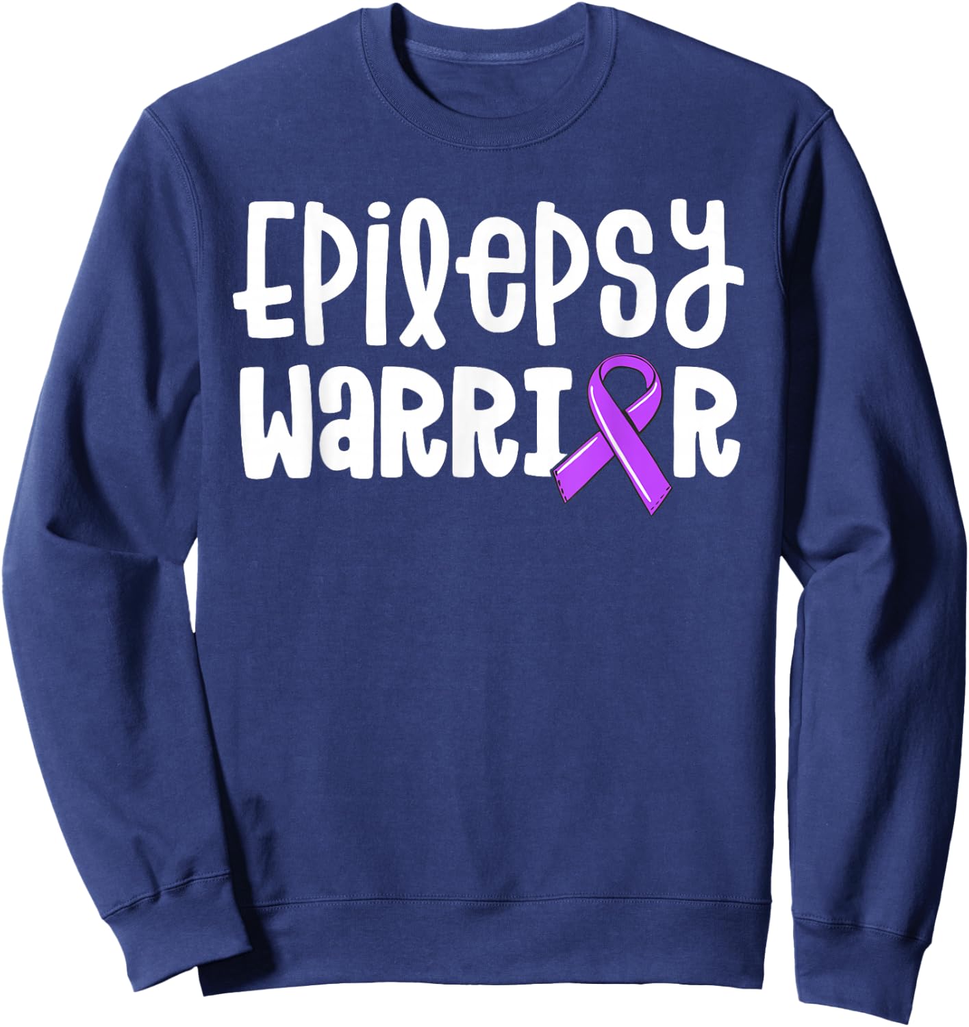 Epilepsy Warrior Kids Purple Ribbon Awareness Women's Shirt Sweatshirt - Sweatshirt | Navy