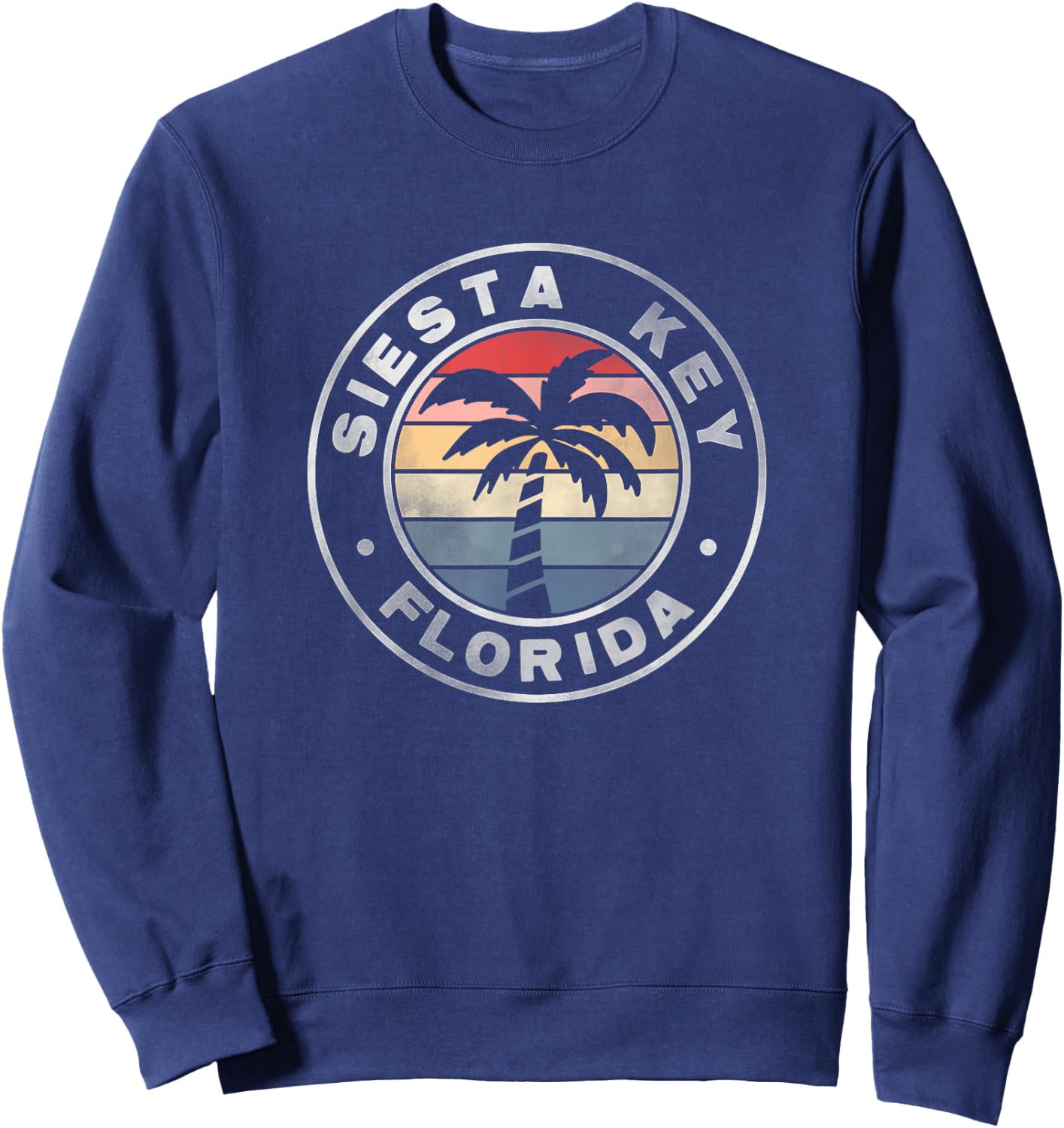 Siesta Key Florida Sunset Palm Trees Beach Retro Sweatshirt - Sweatshirt | Navy