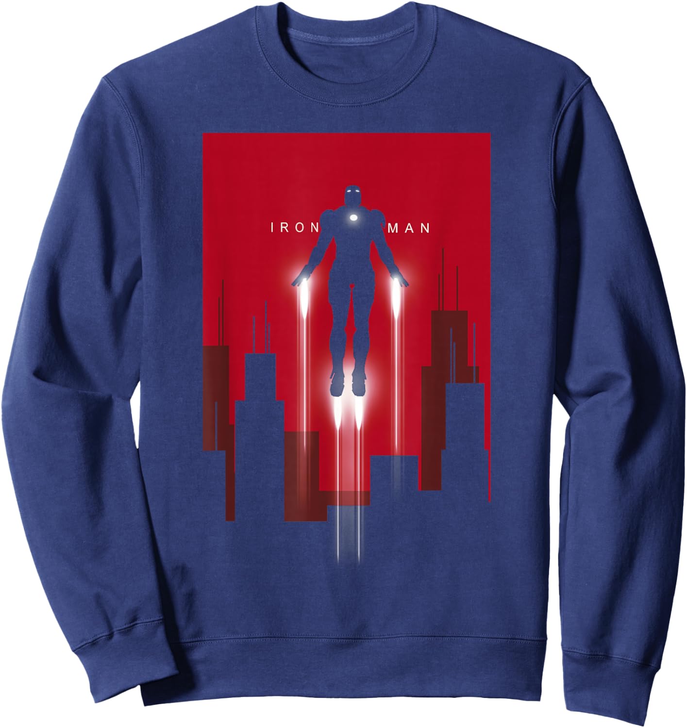 Marvel Avengers Classic Iron Man Flight Silhouette Art Deco Sweatshirt - Sweatshirt | Navy