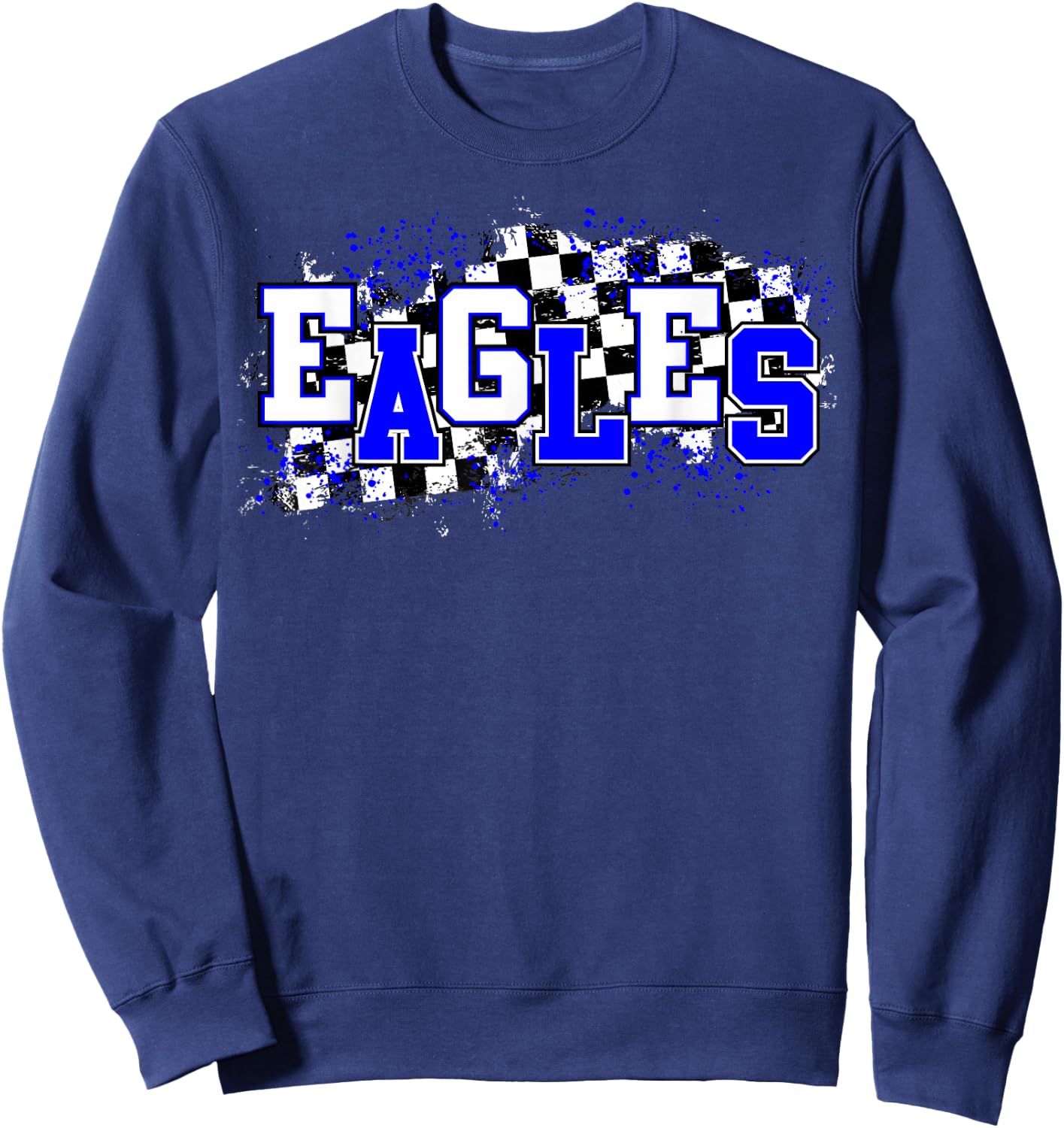 Blue Eagles School Spirit Eagle Pride Checkered Teacher Women Girls Kids Sweatshirt - Sweatshirt | Navy