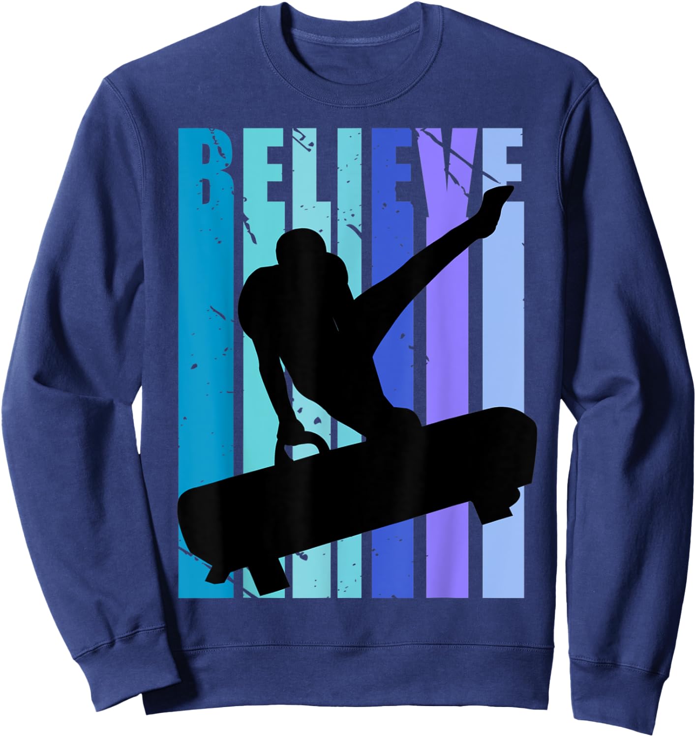 Believe Retro Gymnastics Pommel Horse Gymnasts Coach Sweatshirt - Sweatshirt | Navy
