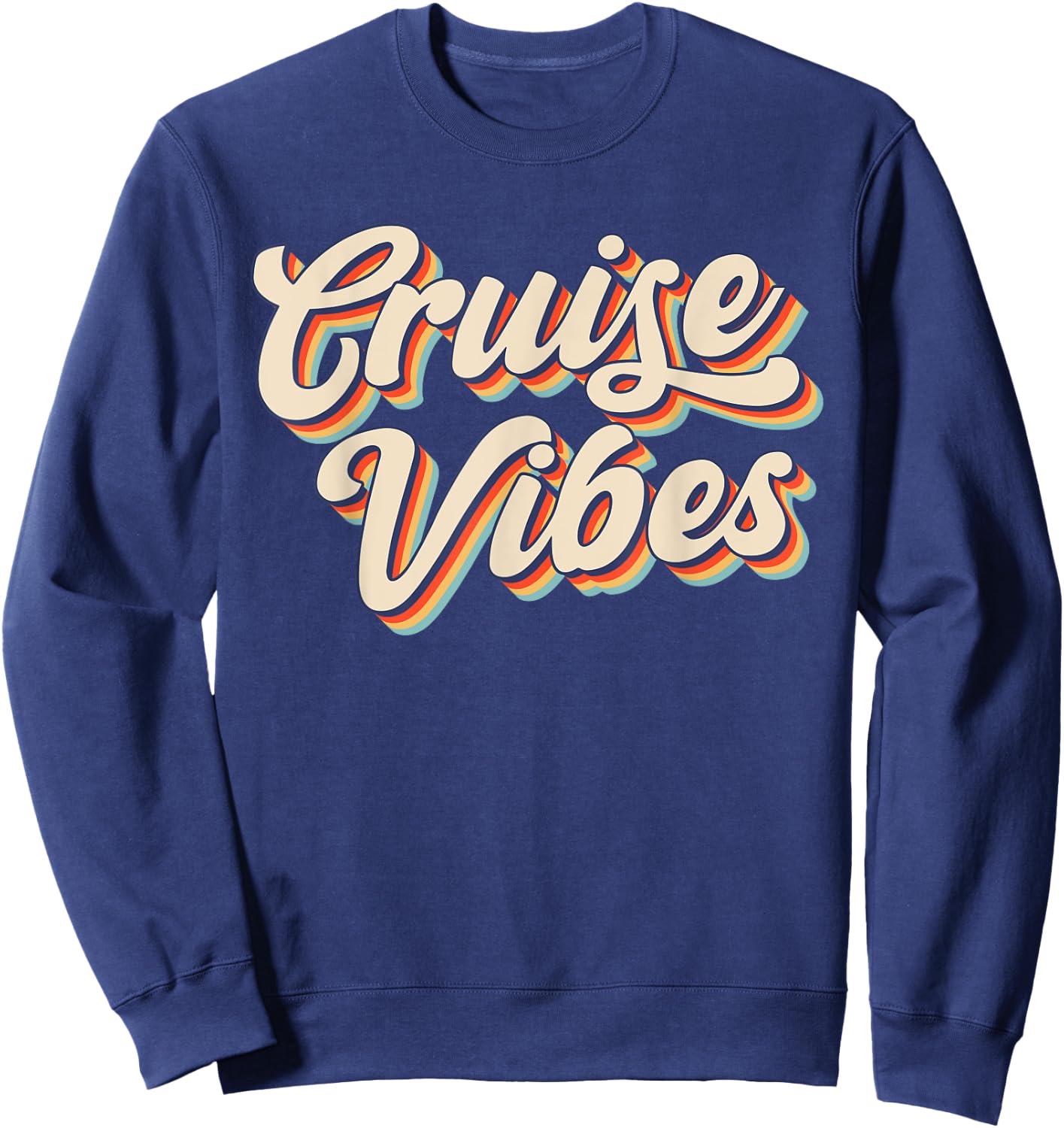 Cruise Vibes Groovy Matching Family Vacation Girls Cruise Sweatshirt - Sweatshirt | Navy