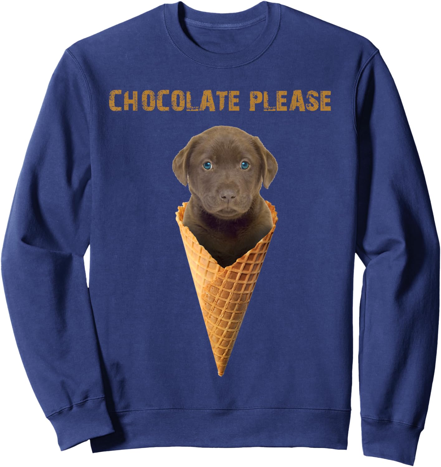 Chocolate Lab Waffle Cone Ice Cream Cute Puppy Women Kids Sweatshirt - Sweatshirt | Navy