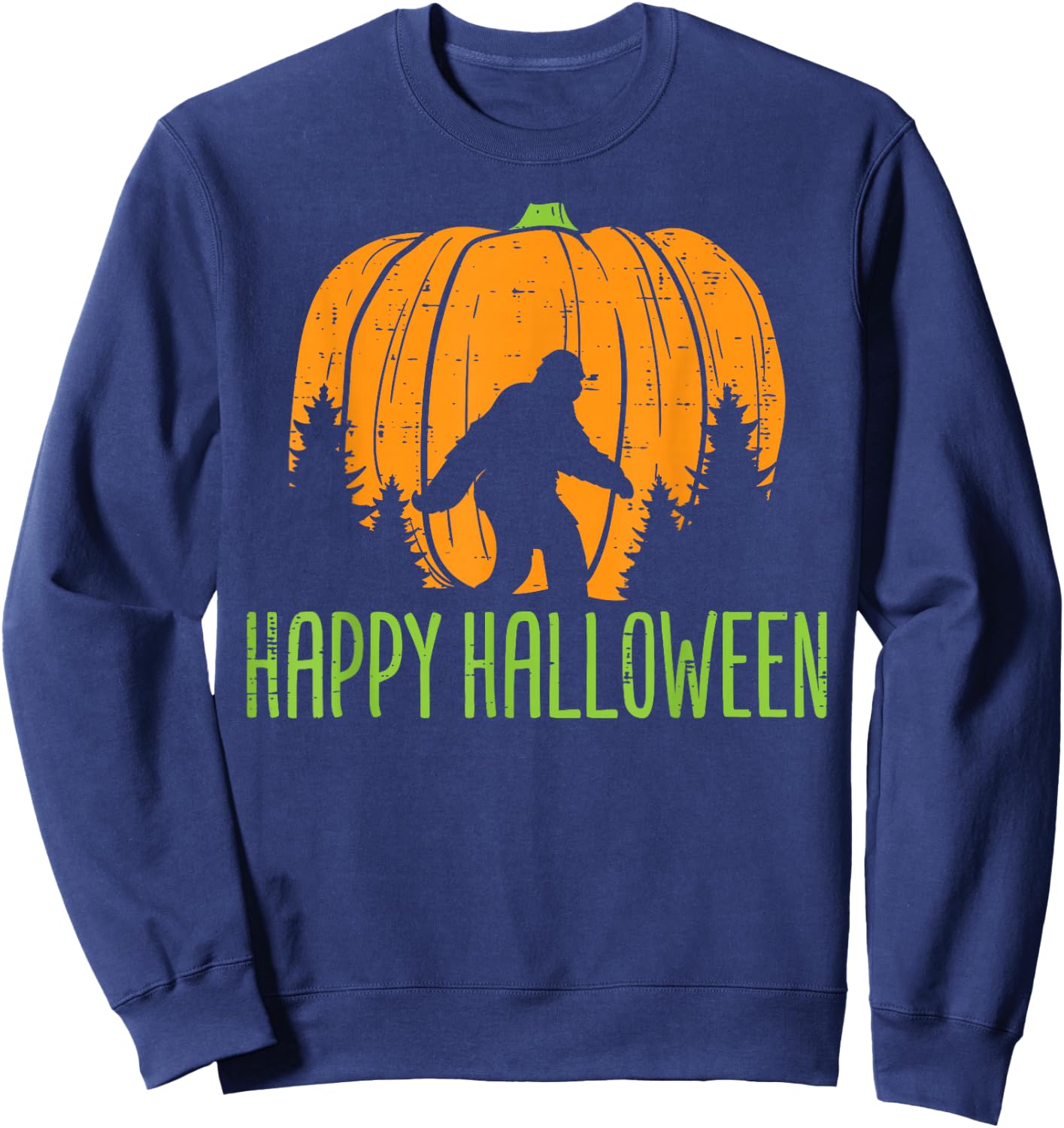 Happy Halloween Bigfoot Pumpkin Sasquatch Men Women Kids Sweatshirt - Sweatshirt | Navy