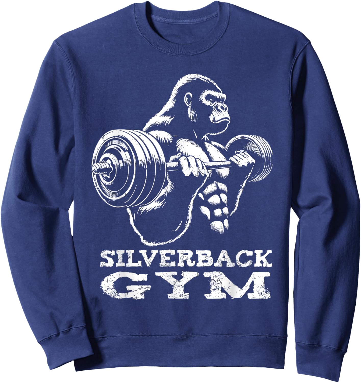 Silverback Gym Gorilla Weightlifting Workout Fitness Grunge Sweatshirt - Sweatshirt | Navy