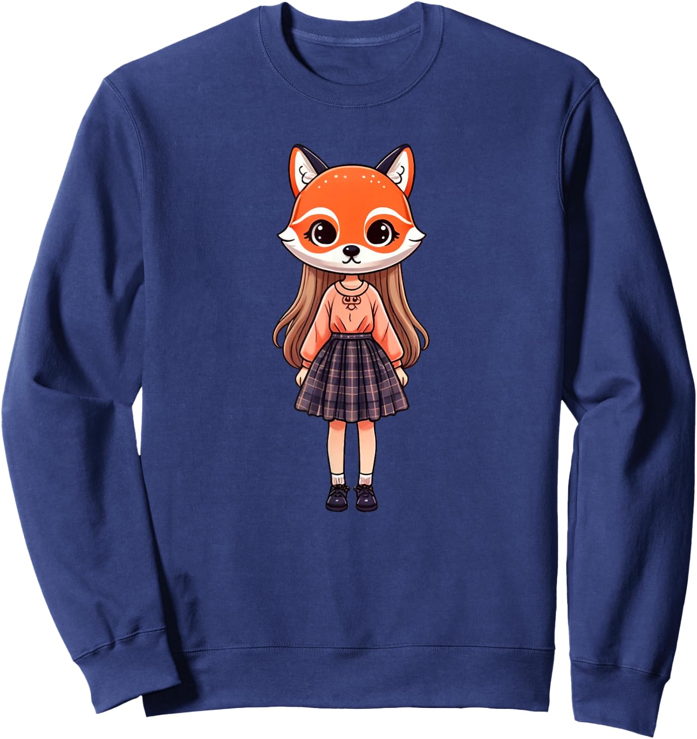 Cartoon Fox Mask Therian Sweatshirt - Sweatshirt | Navy