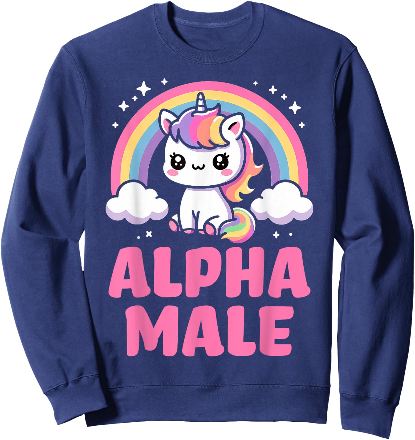 Alpha Male Unicorn Boys Ironic Cute Funny Sarcastic Humor Sweatshirt - Sweatshirt | Navy