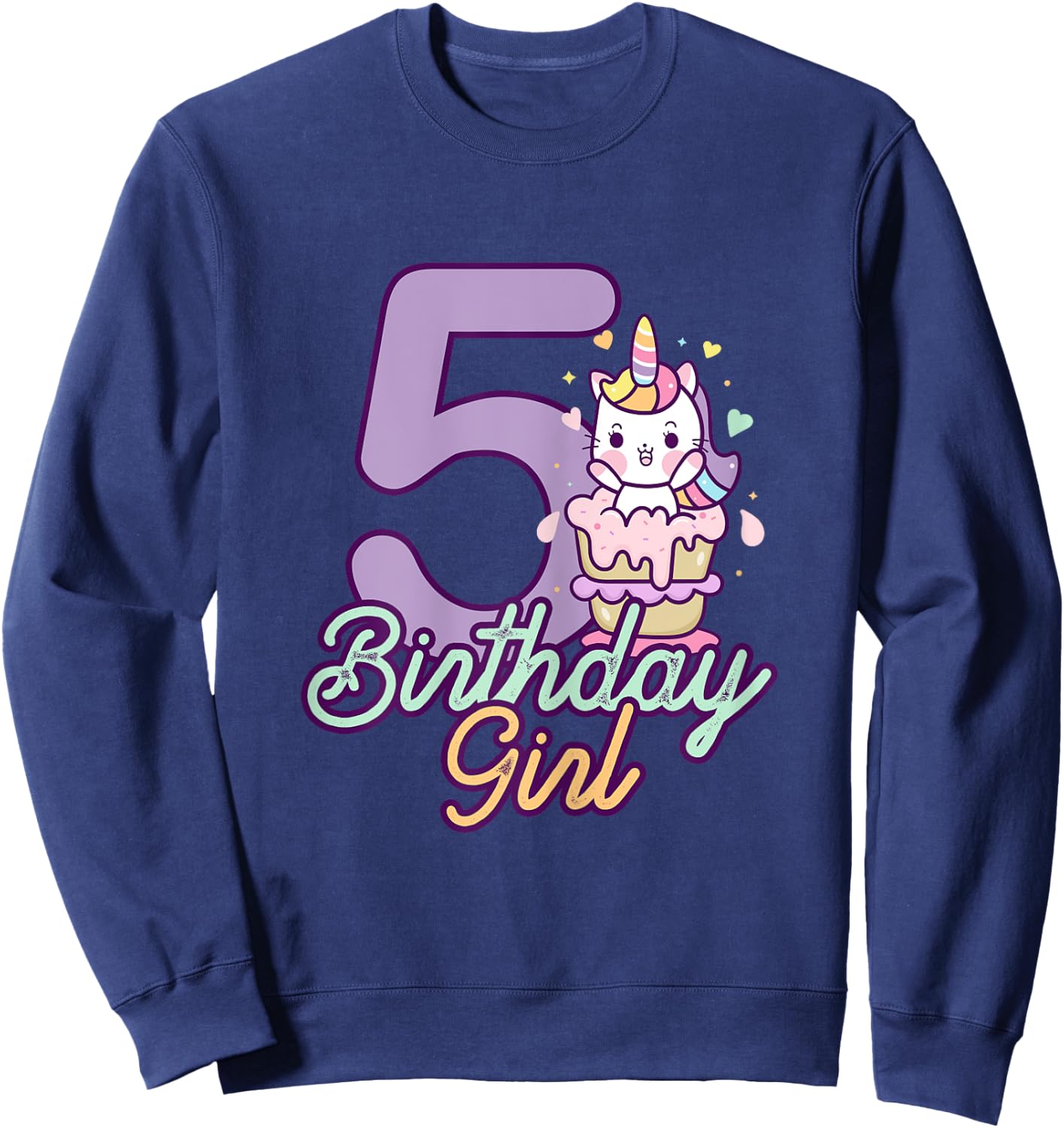5 Years Old Birthday Girl Gifts Unicorn 5th Birthday Sweatshirt - Sweatshirt | Navy