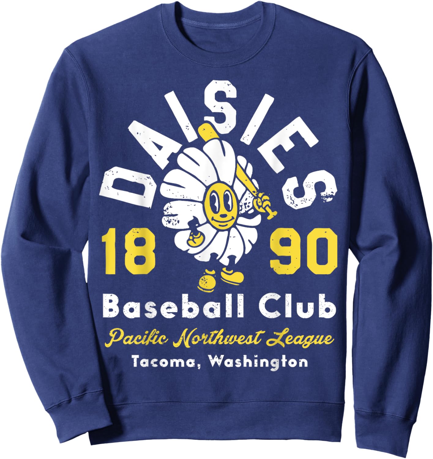 Tacoma Daisies Washington Vintage Defunct Baseball Sweatshirt - Sweatshirt | Navy