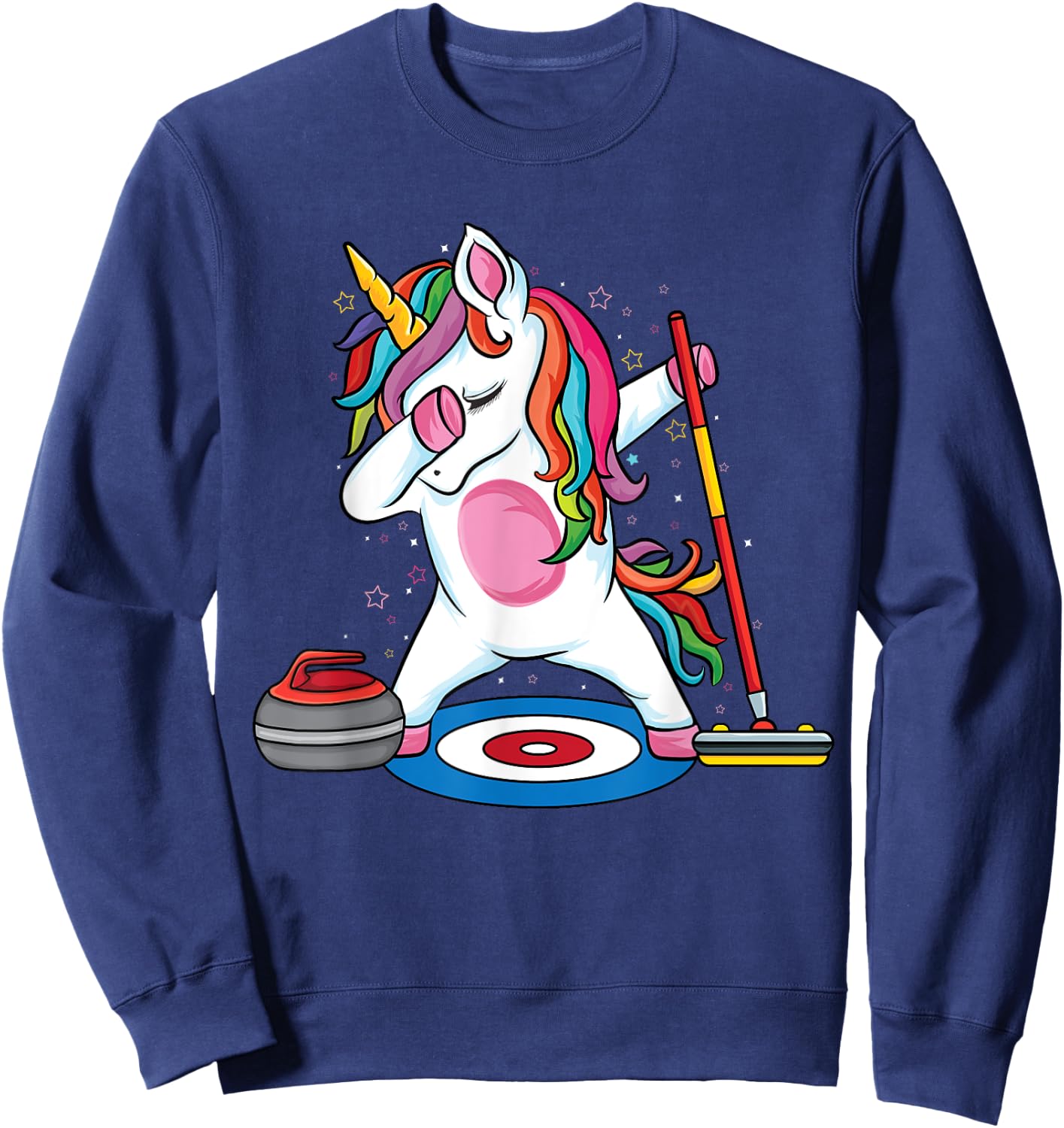 Magical Dabbing unicorn curling Player ice Sports Curling Sweatshirt - Sweatshirt | Navy