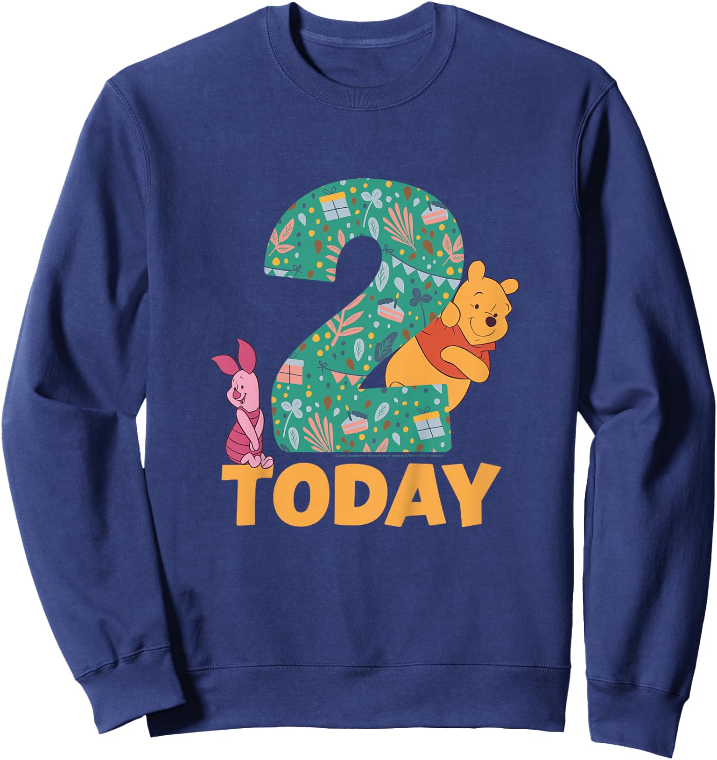 Disney Winnie the Pooh & Piglet Birthday 2 Years Old Today Sweatshirt - Sweatshirt | Navy