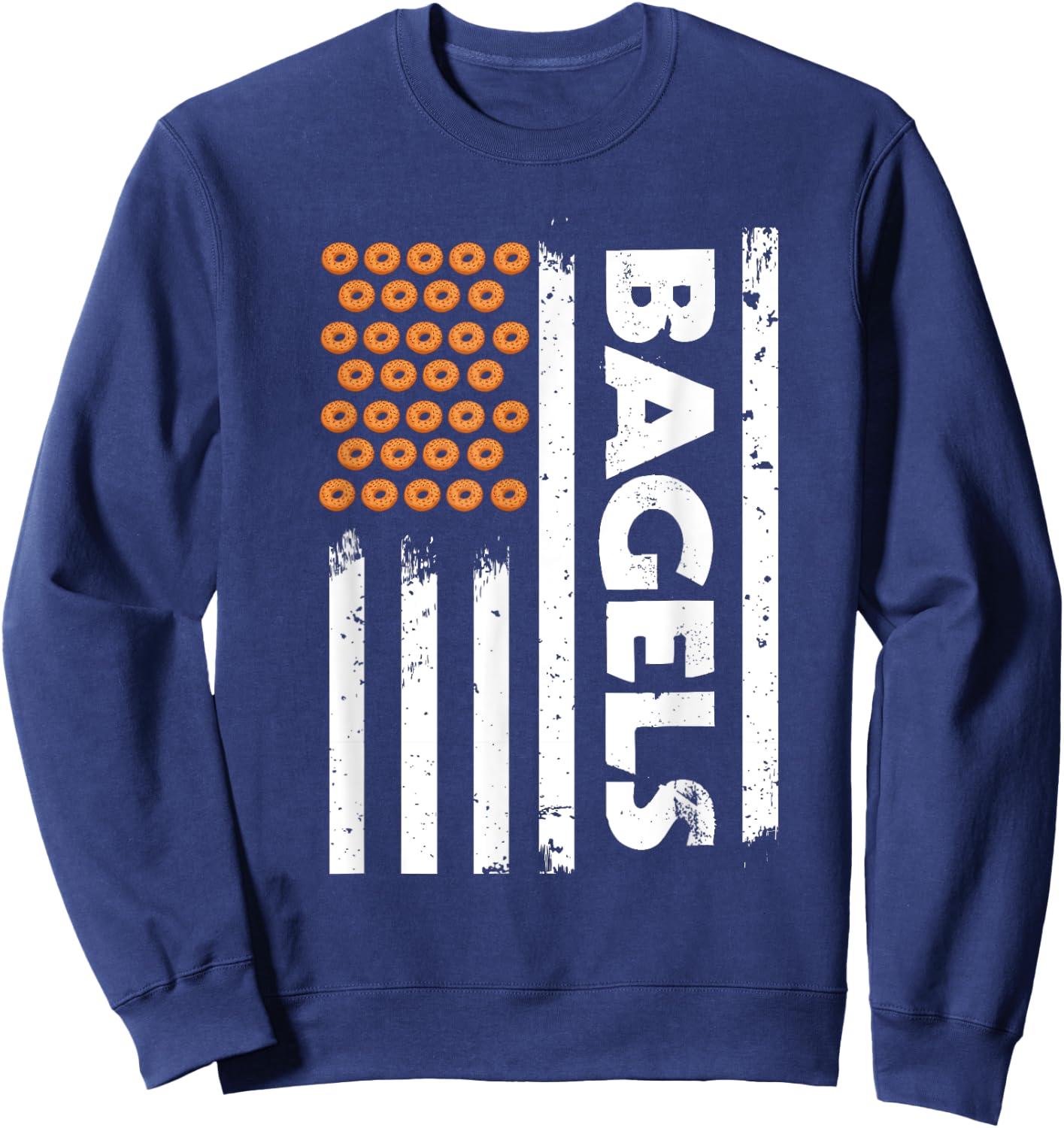 USA Flag Bagels Apparel Eating Breakfast Food America Men Sweatshirt - Sweatshirt | Navy