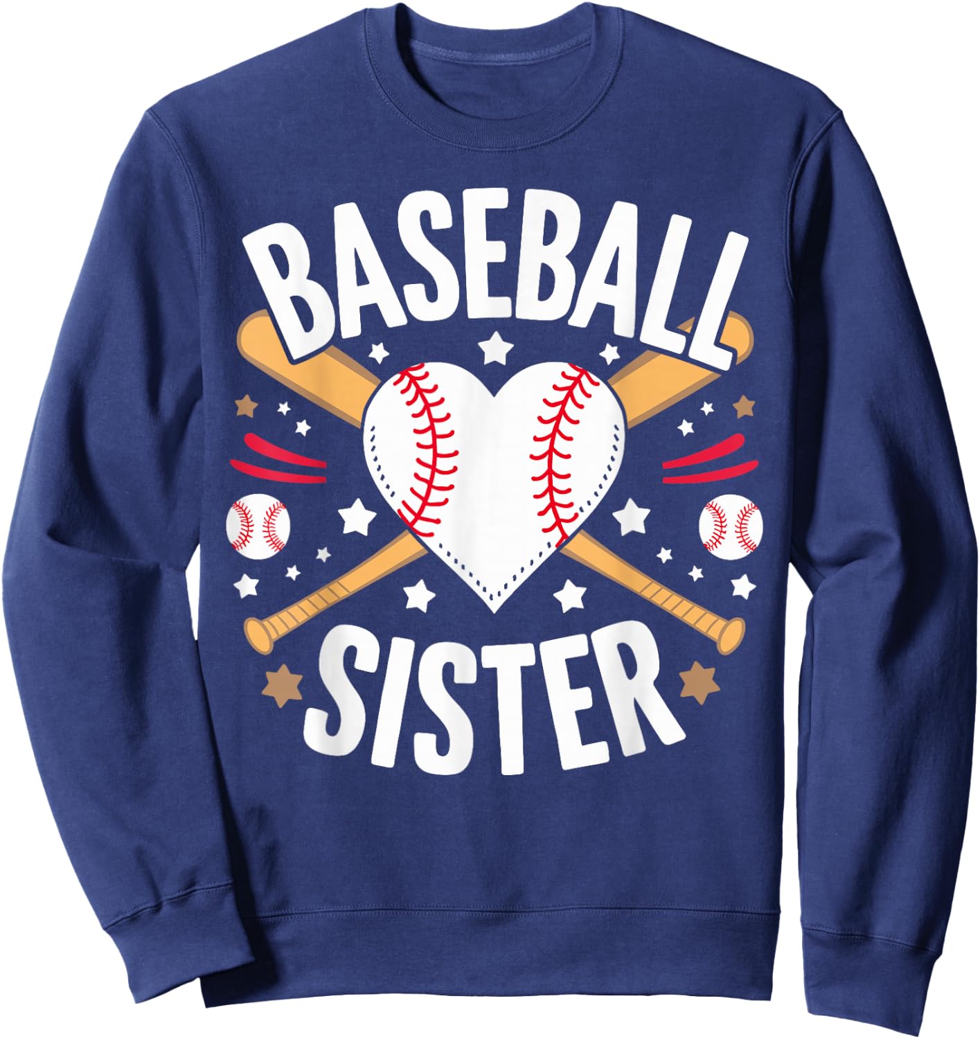 Funny Sister Baseball Sister Sweatshirt - Sweatshirt | Navy