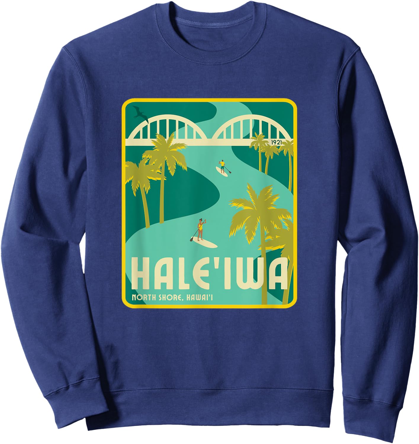 Retro Hale'iwa North Shore Hawaii Sweatshirt - Sweatshirt | Navy