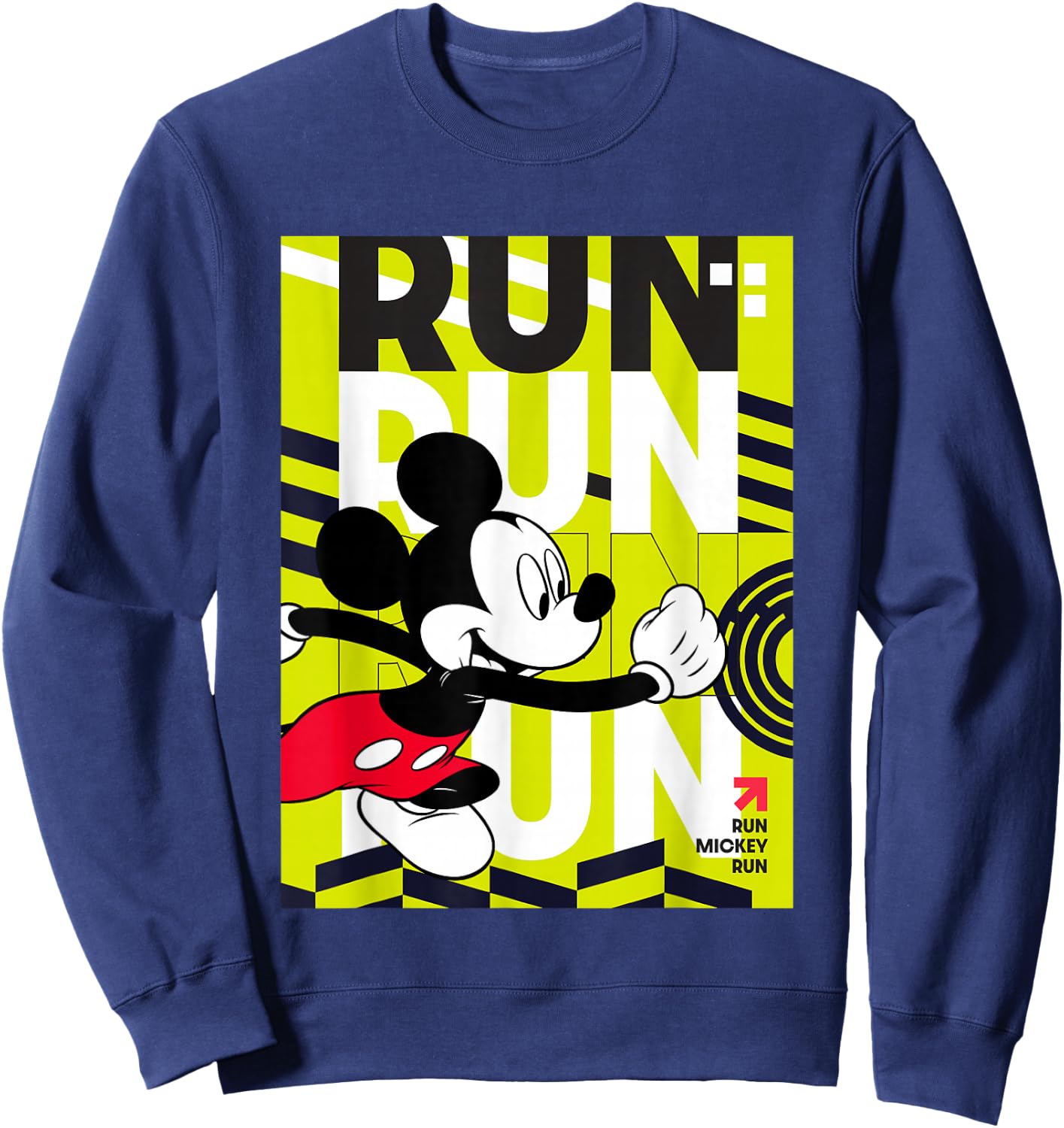 Disney Mickey And Friends Run Mickey Run Neon Chest Poster Sweatshirt - Sweatshirt | Navy