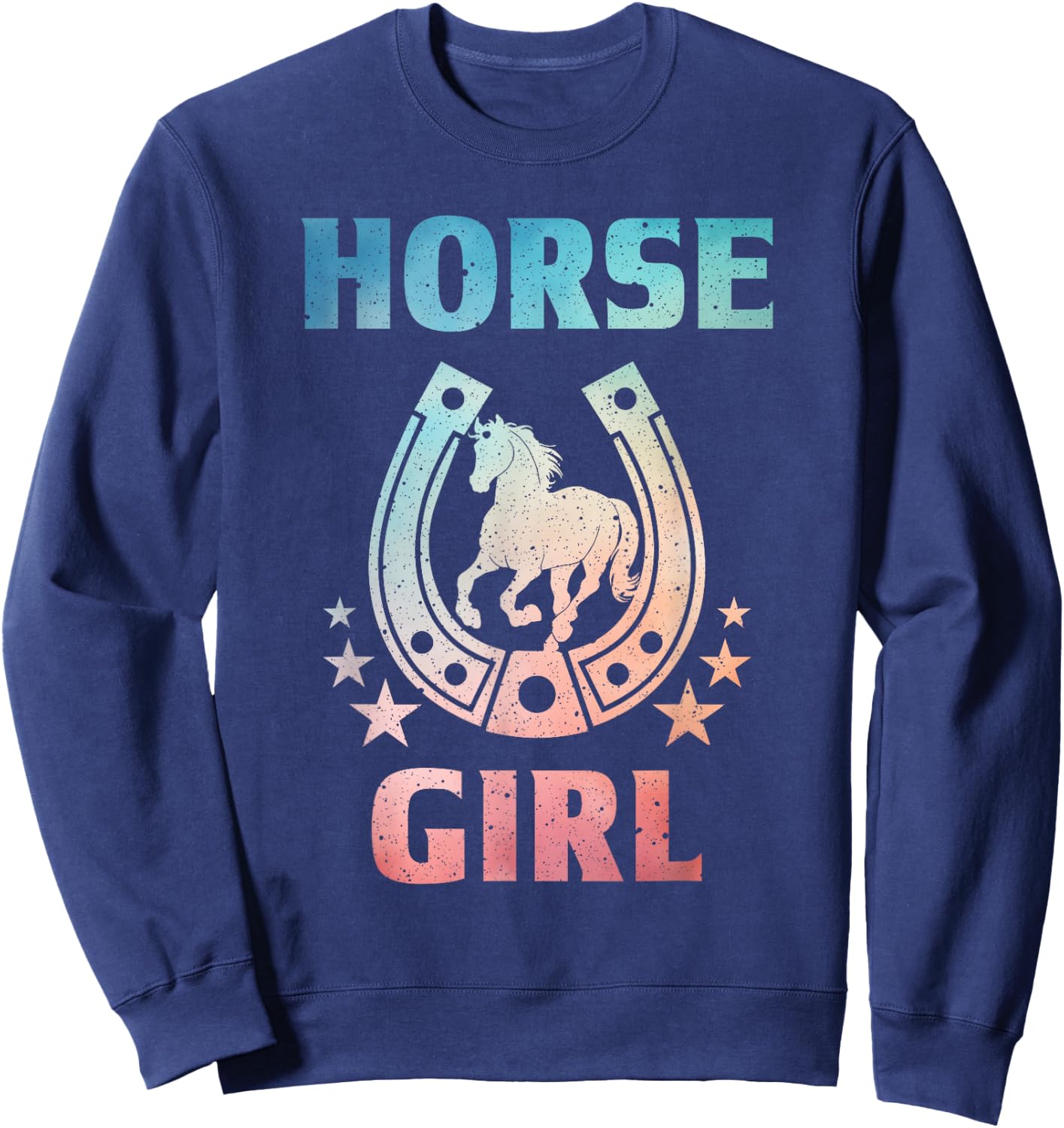 Horse Art Girls Kids Horseback Riding Equestrian Sweatshirt - Sweatshirt | Navy