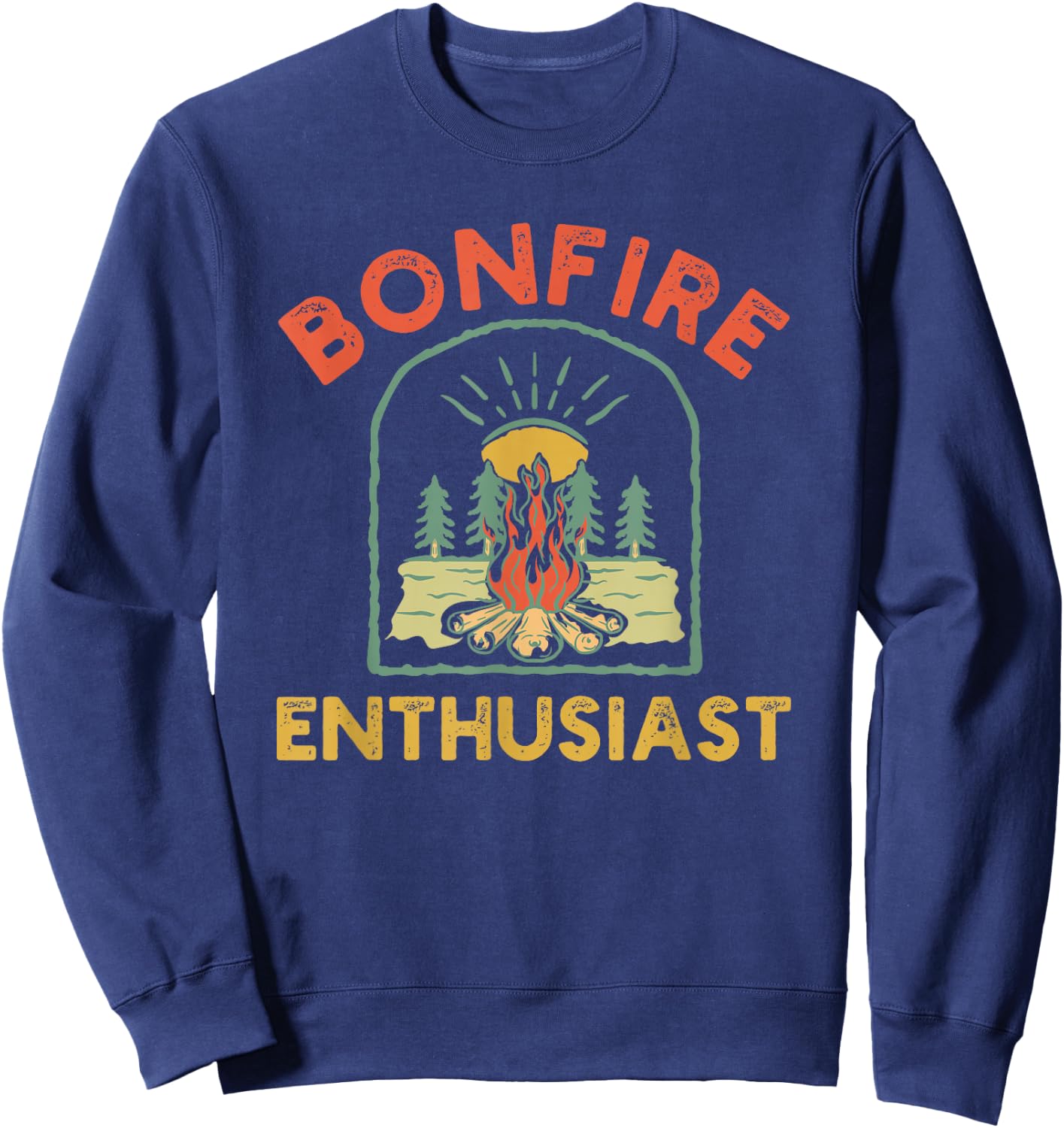 Retro Bonfire Enthusiast Campfire Funny Camping humor Sweatshirt - Sweatshirt | Navy