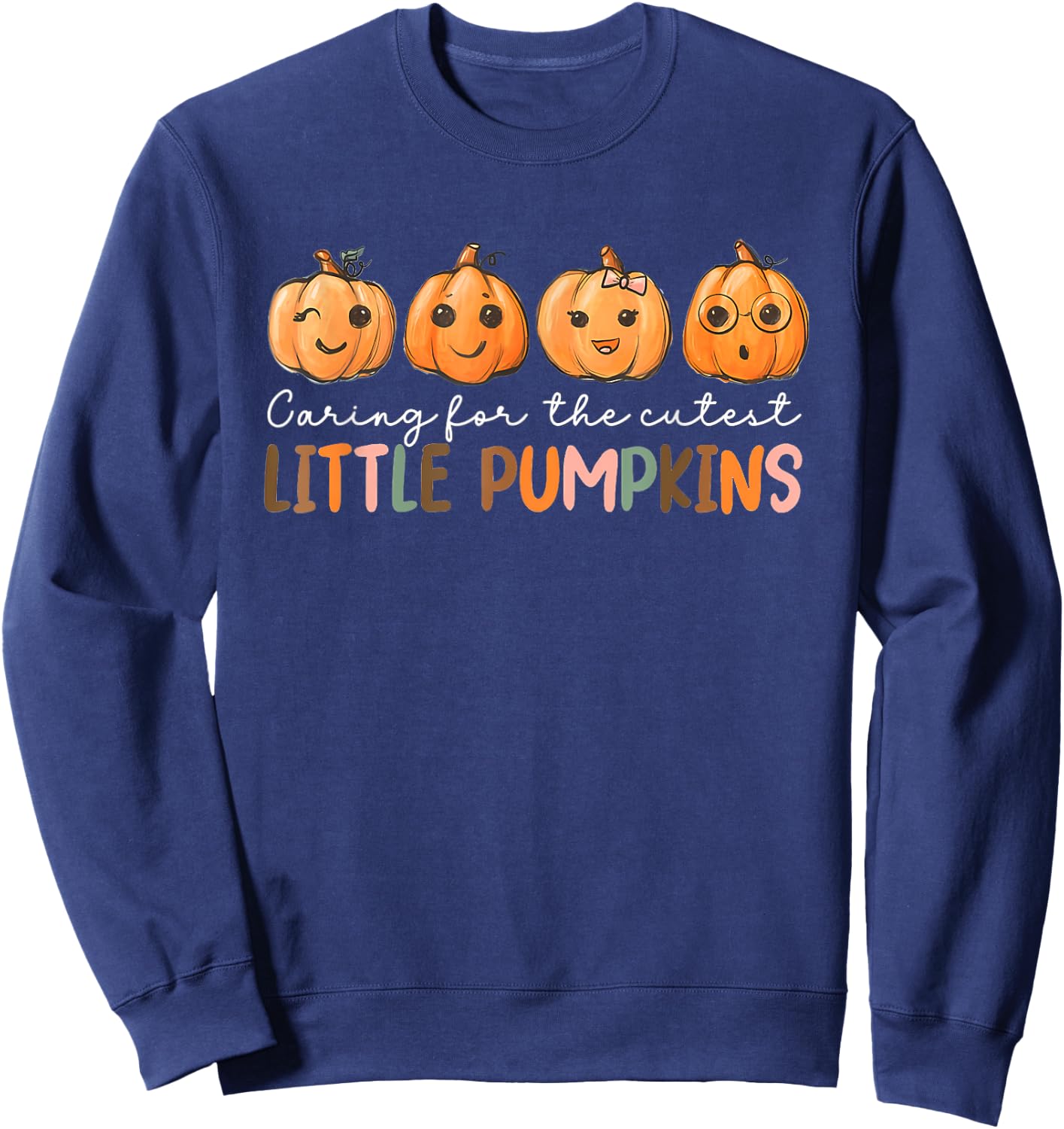 NICU Nurse Halloween Cutest Pumpkins Mother Baby Nurse Fall Sweatshirt - Sweatshirt | Navy
