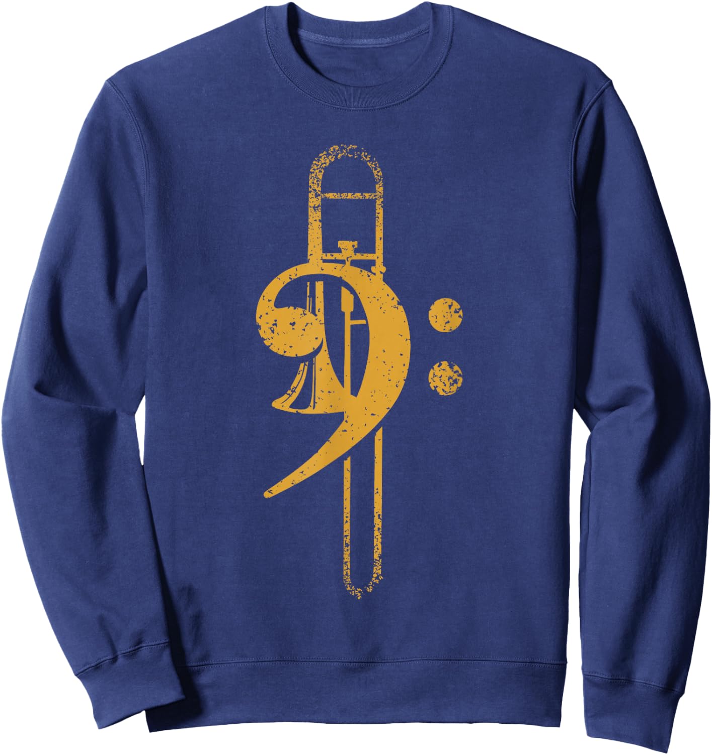 Vintage Bass Clef Trombone Sweatshirt - Sweatshirt | Navy