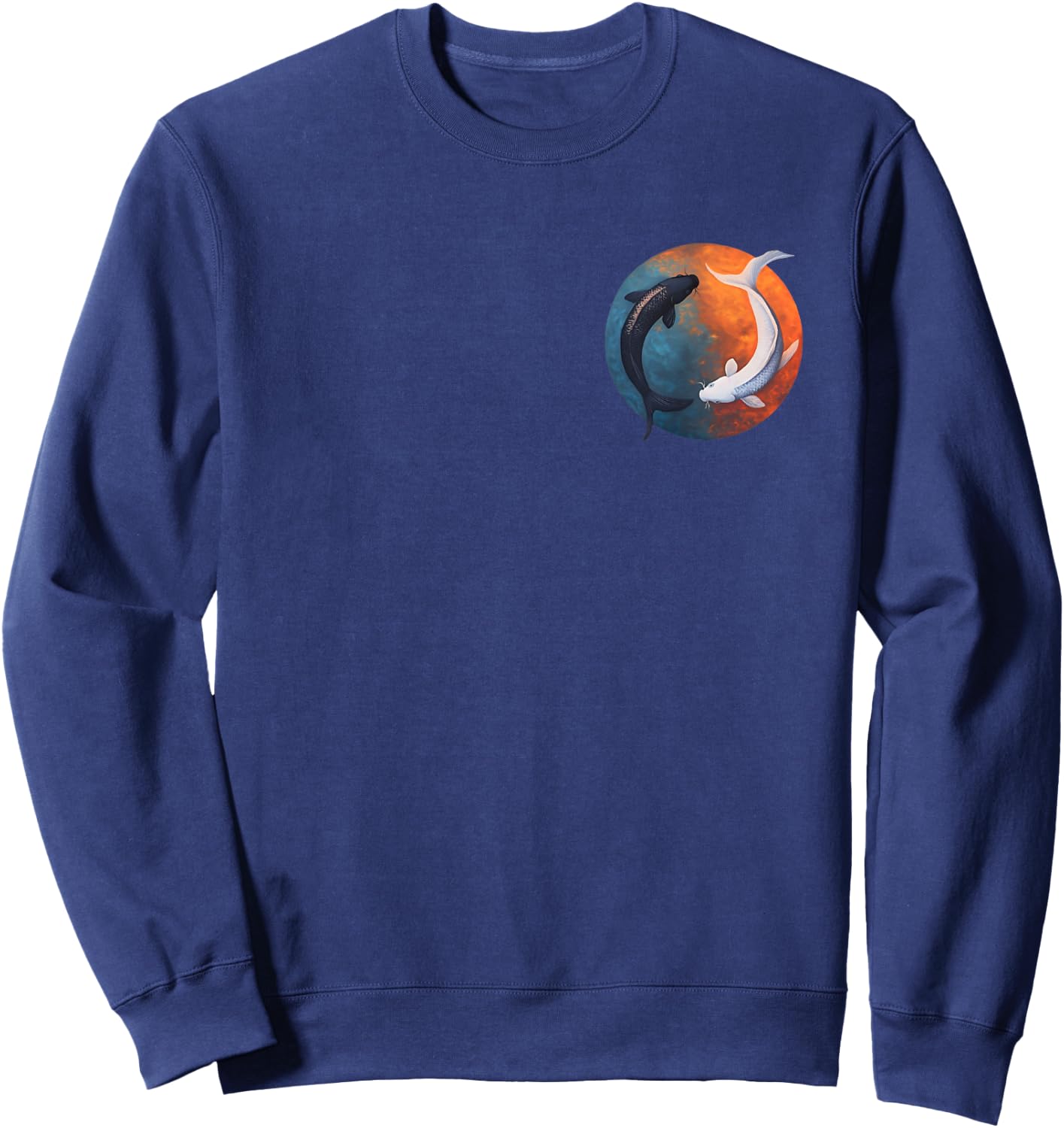 Japanese Koi Fish Yin And Yang Men Women Fisher Fishing Sweatshirt - Sweatshirt | Navy
